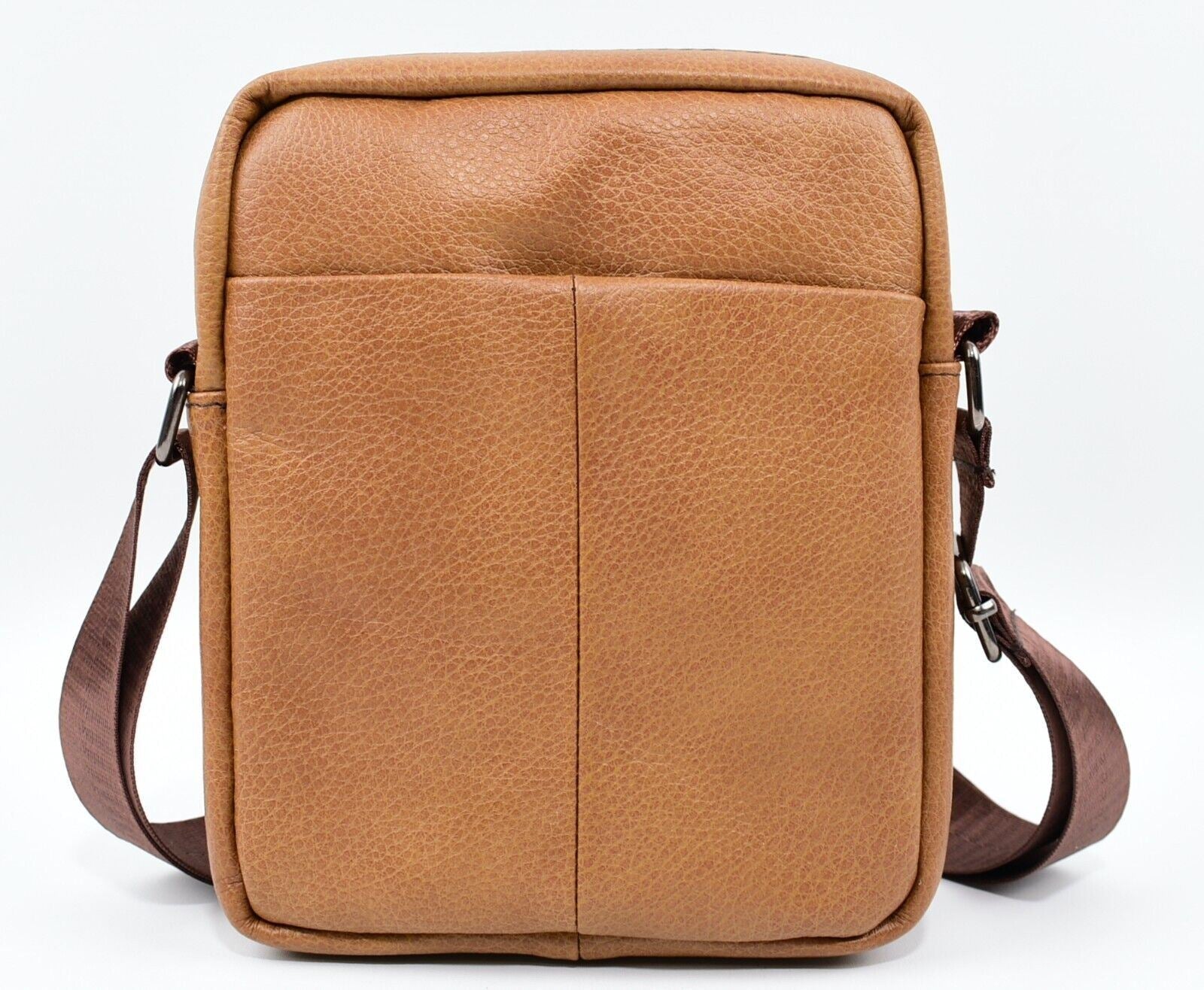 Mens Genuine Leather Small Crossbody Bag Messenger, Camel Brown
