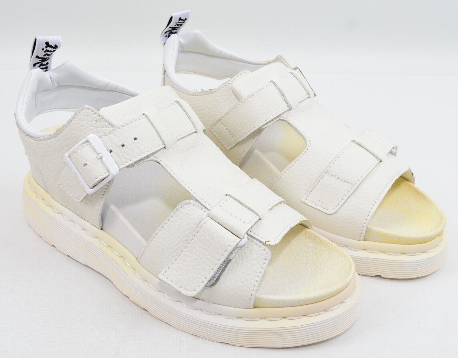 DR MARTENS Womens KAMILAH White Leather Chunky Sandals, size UK 7  / EU 41