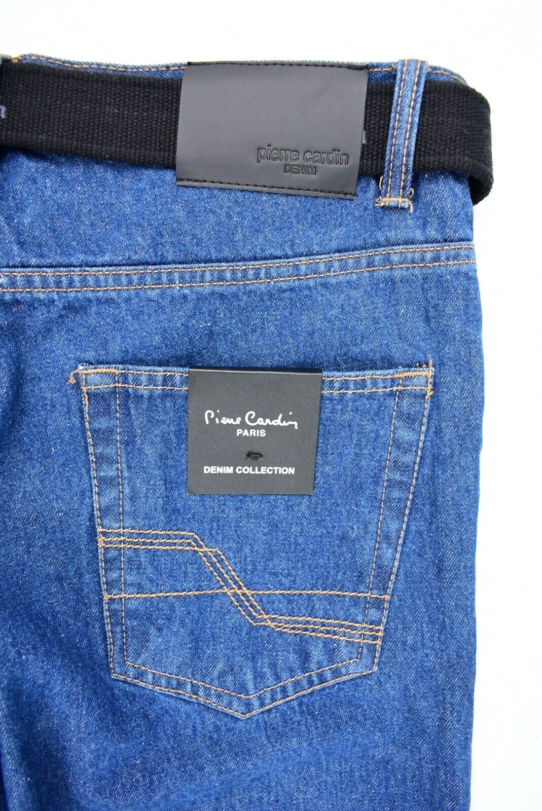 PIERRE CARDIN Mens Regular Fit Jeans, With Belt, Mid Blue, size W30 L32