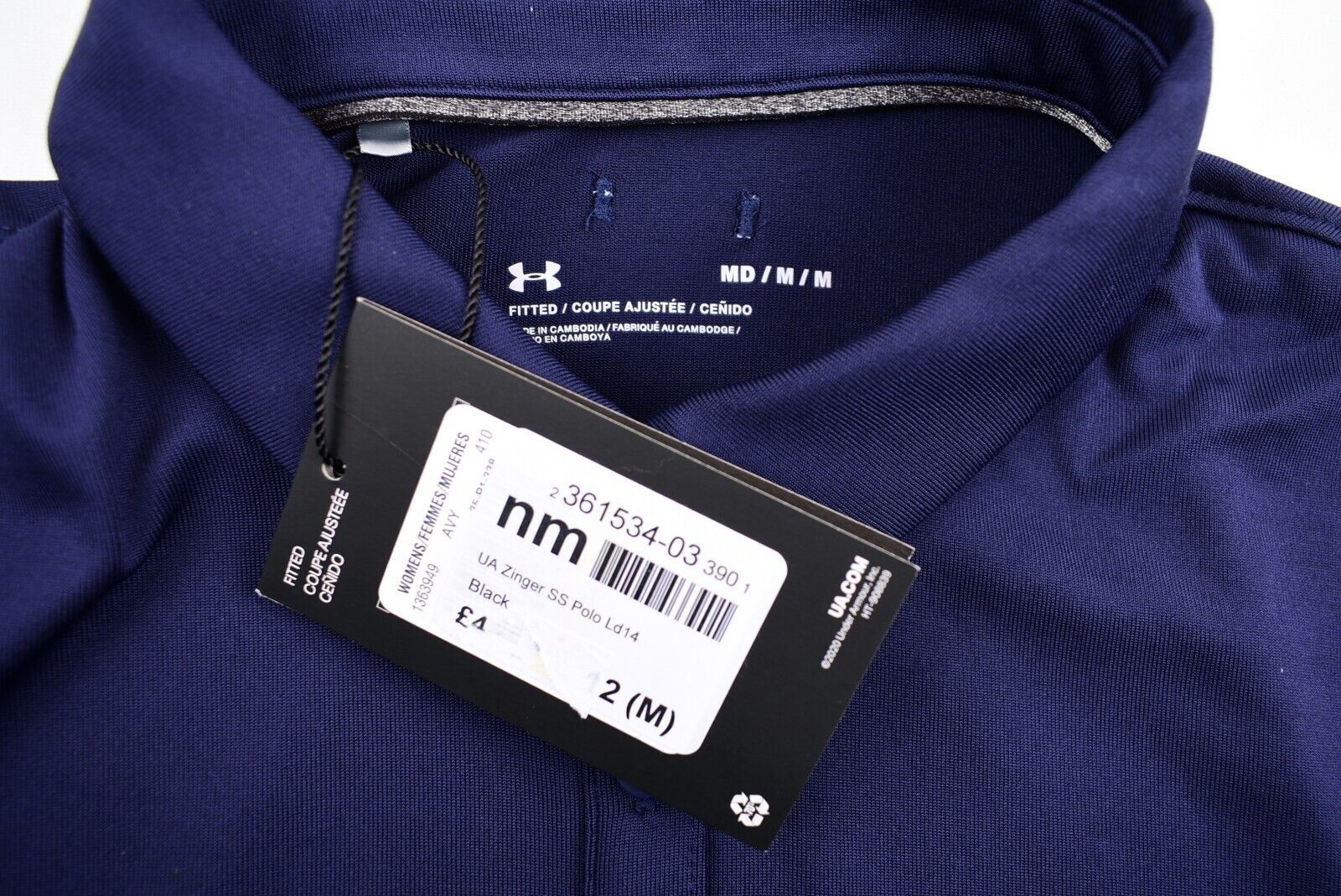 UNDER ARMOUR Womens ZINGER Polo Shirt, Fitted Style, Navy Blue, size M /UK 12