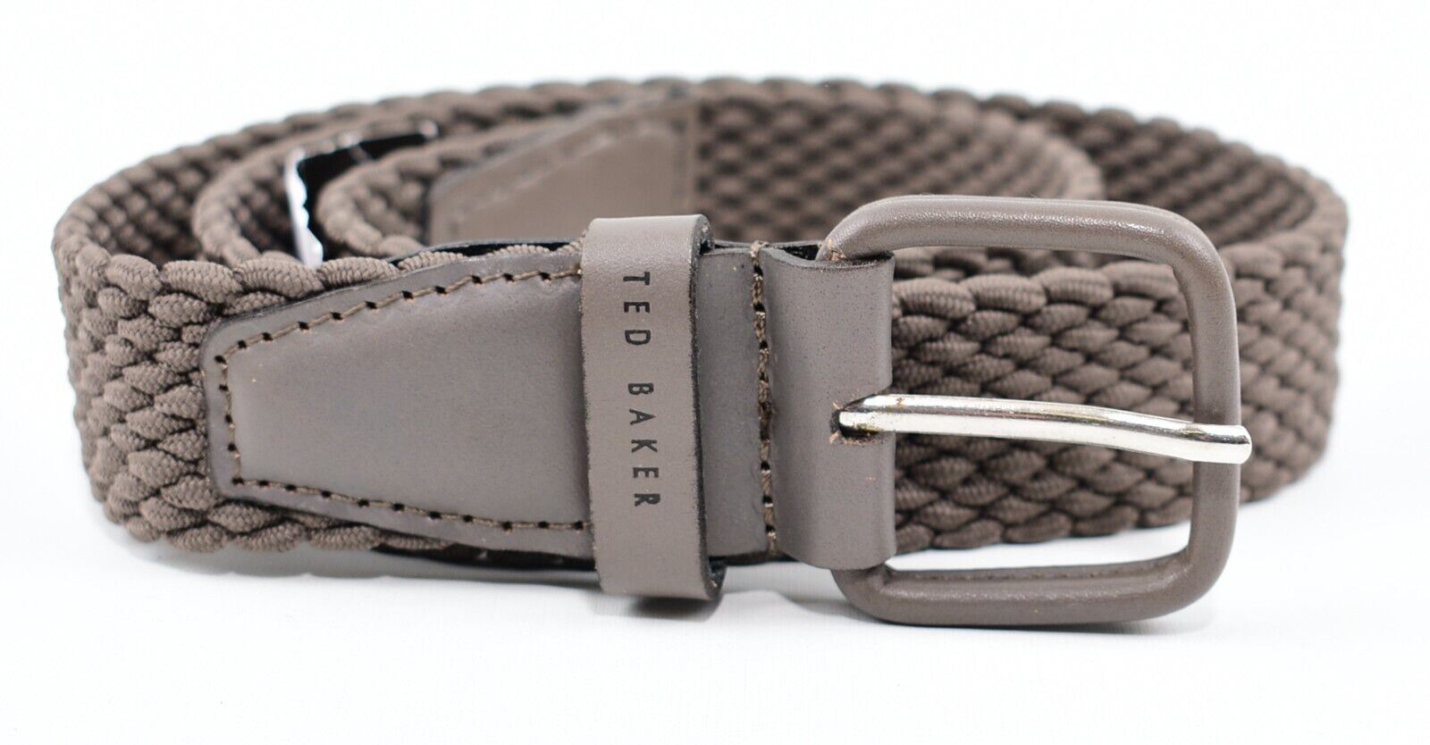 TED BAKER Mens ALBEA Woven Elastic Belt, Taupe, size S-M