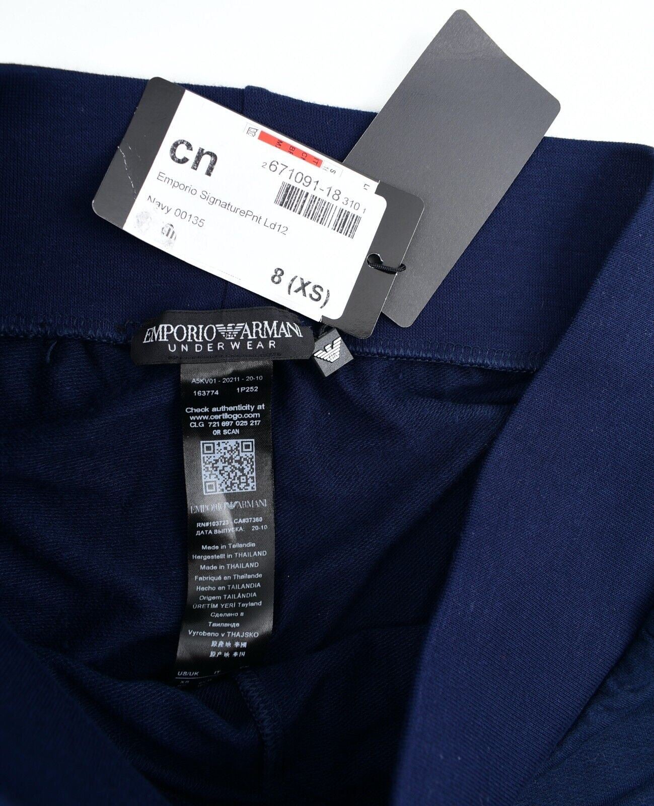 EMPORIO ARMANI Womens Lounging Pants / Pyjama Pants, Navy Blue, size XS / UK 8