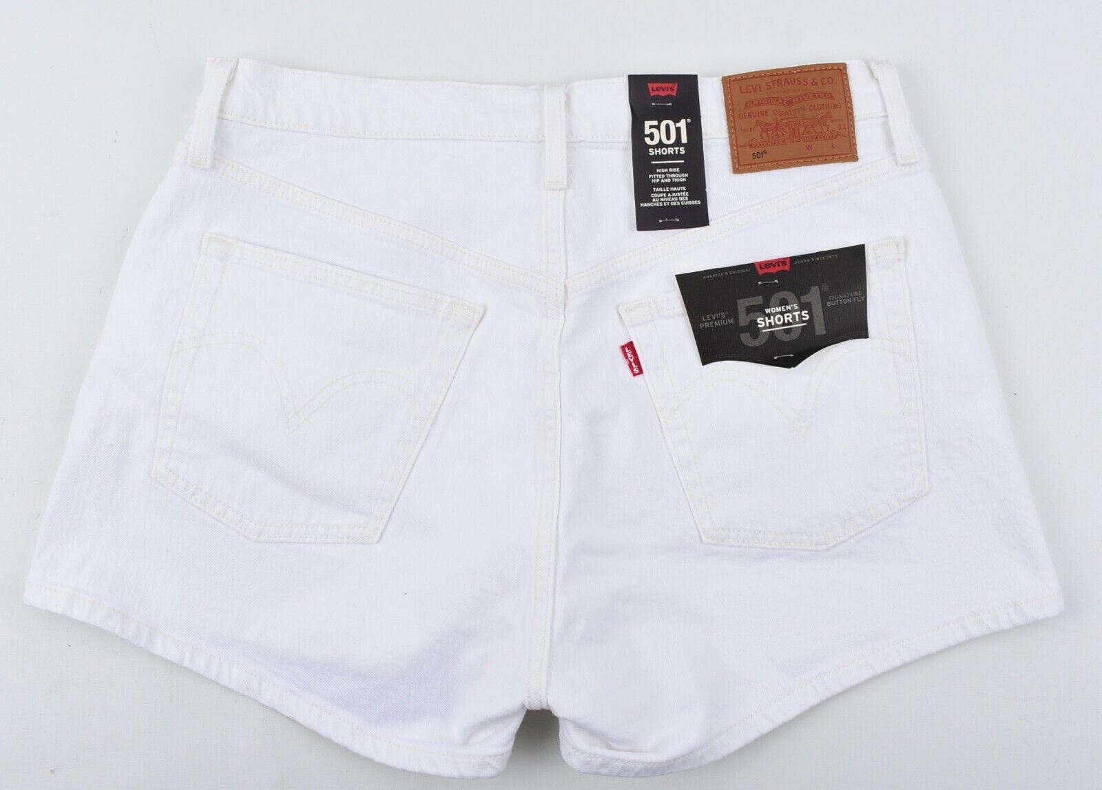 LEVIS 501 Womens High Waist Denim Shorts, Off-White, size W30