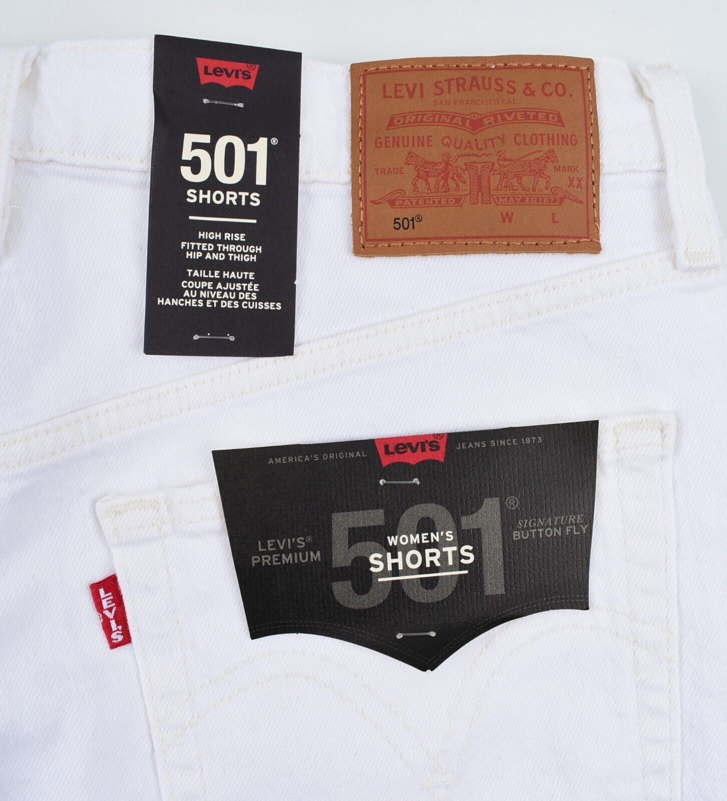 LEVIS 501 Womens High Waist Denim Shorts, Off-White, size W30