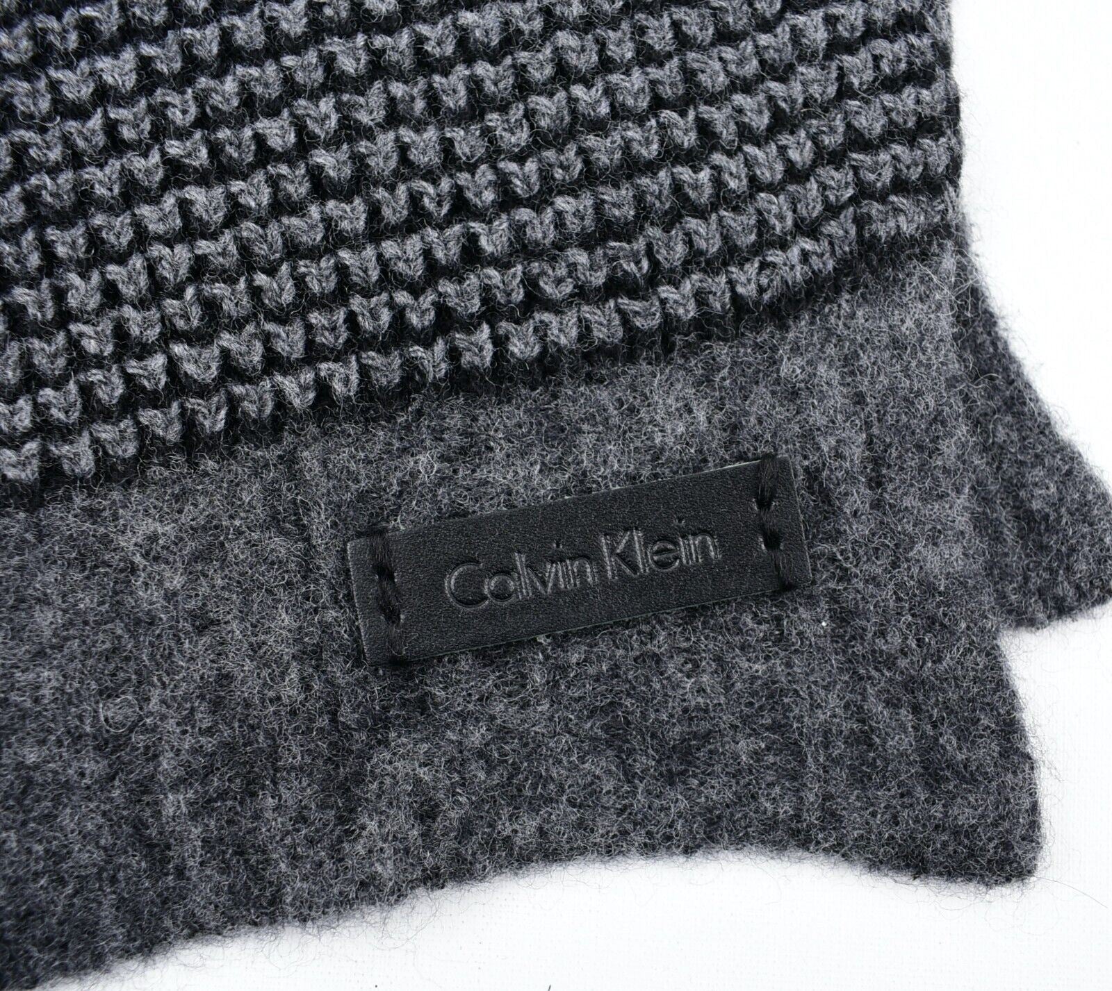 CALVIN KLEIN Mens SVEN Wool Blend Knitted Scarf, Dark Grey