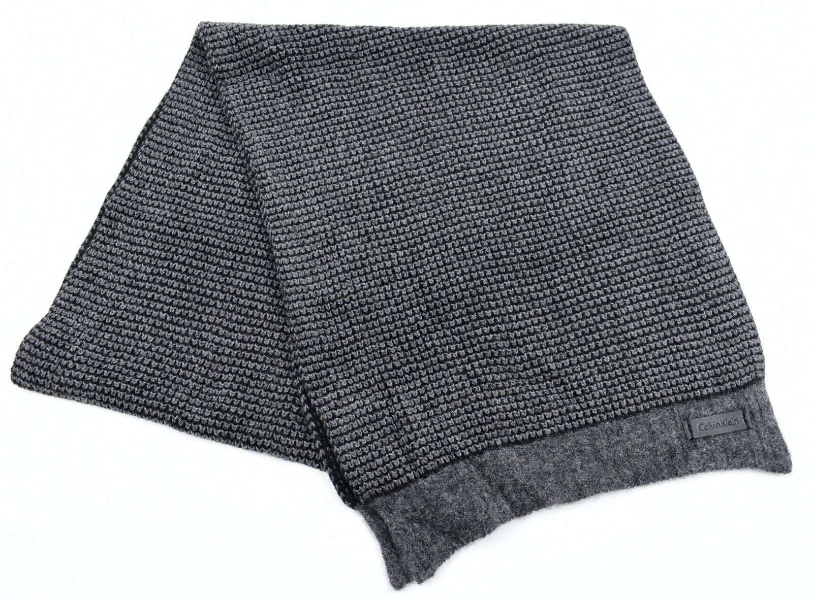 CALVIN KLEIN Mens SVEN Wool Blend Knitted Scarf, Dark Grey