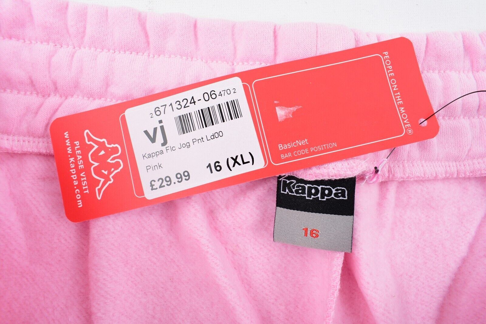 KAPPA Womens Side Tape Fleece Lined Joggers /Sweatpants, Pink, size XL /UK 16