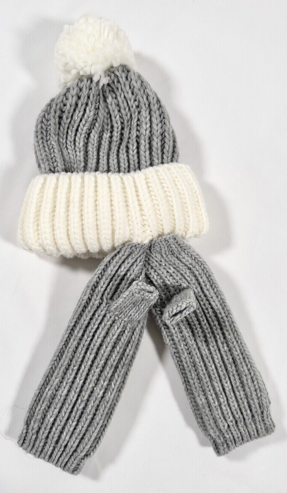 Women's TOTES Bobble Hat and Mittens Grey and White Size UK One Size