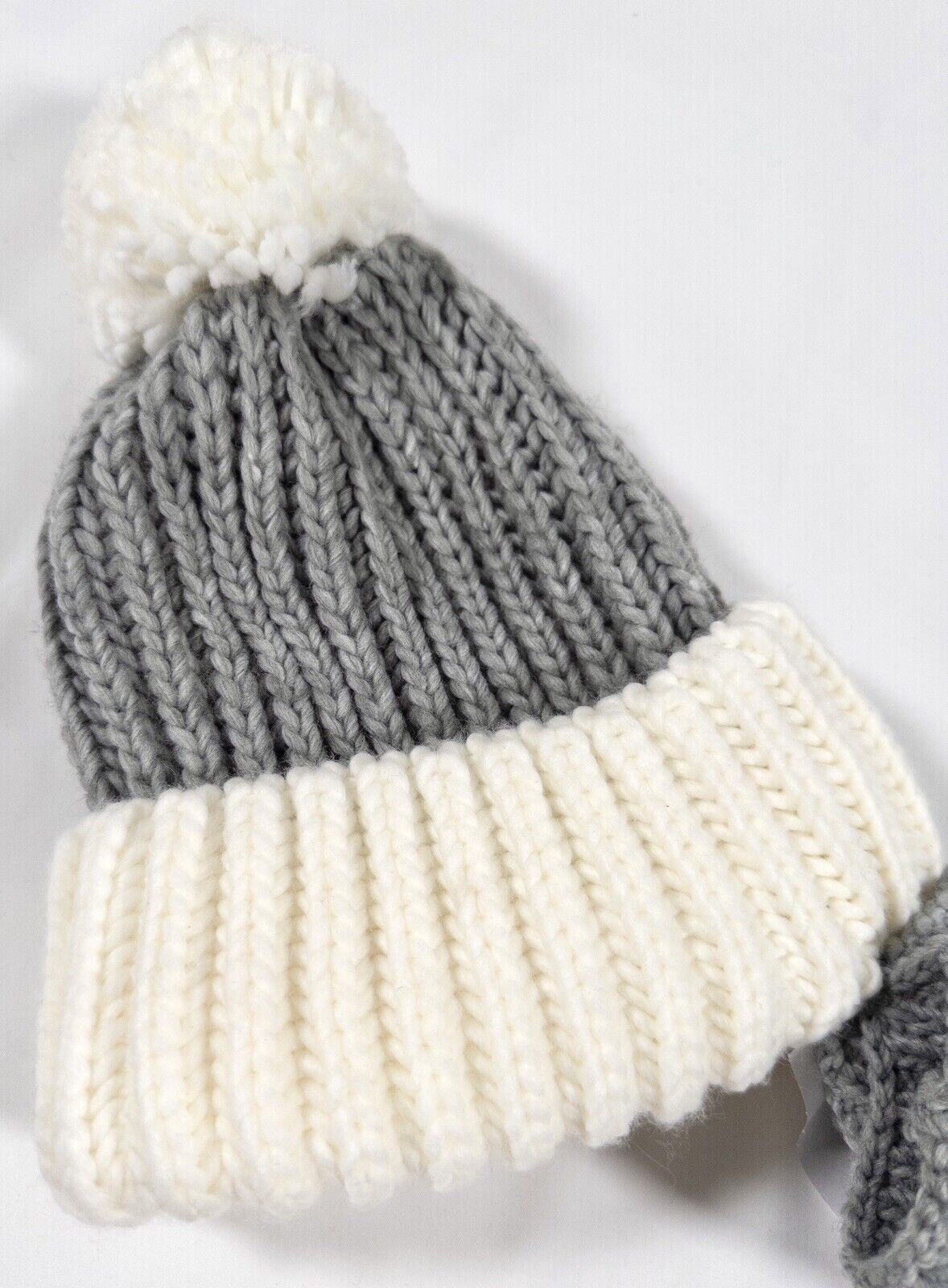 Women's TOTES Bobble Hat and Mittens Grey and White Size UK One Size