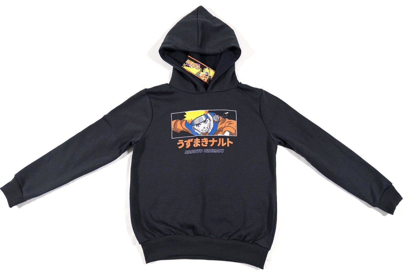 NARUTO UZUMAKI Kids Boys Navy Hoodie Anime Japanese Cartoon Size UK 12 Years