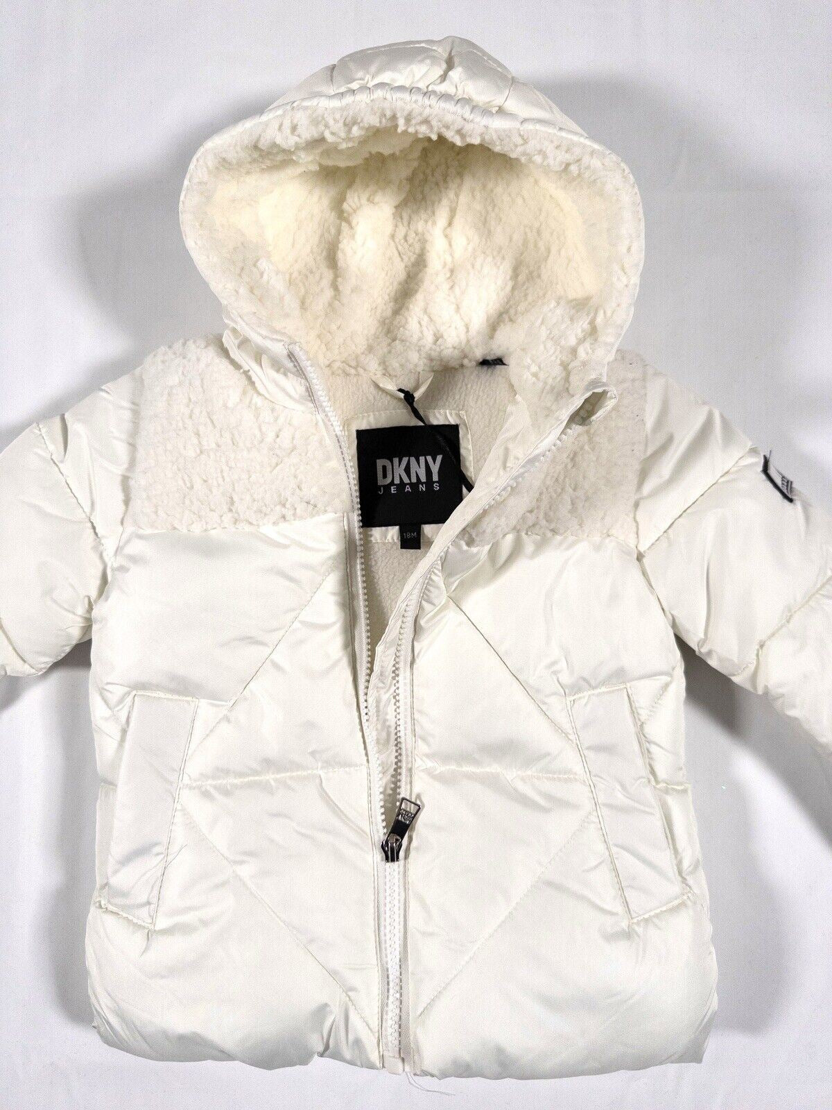 DKNY JEANS Kids Girls White Cream Coat Size UK 18 Months