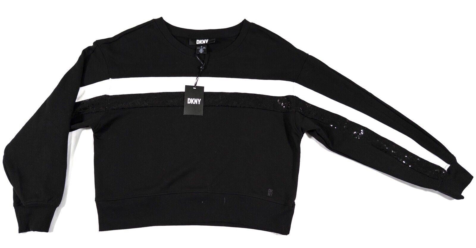 DKNY Women's Sweatshirt Jumper Size UK Large Black and White