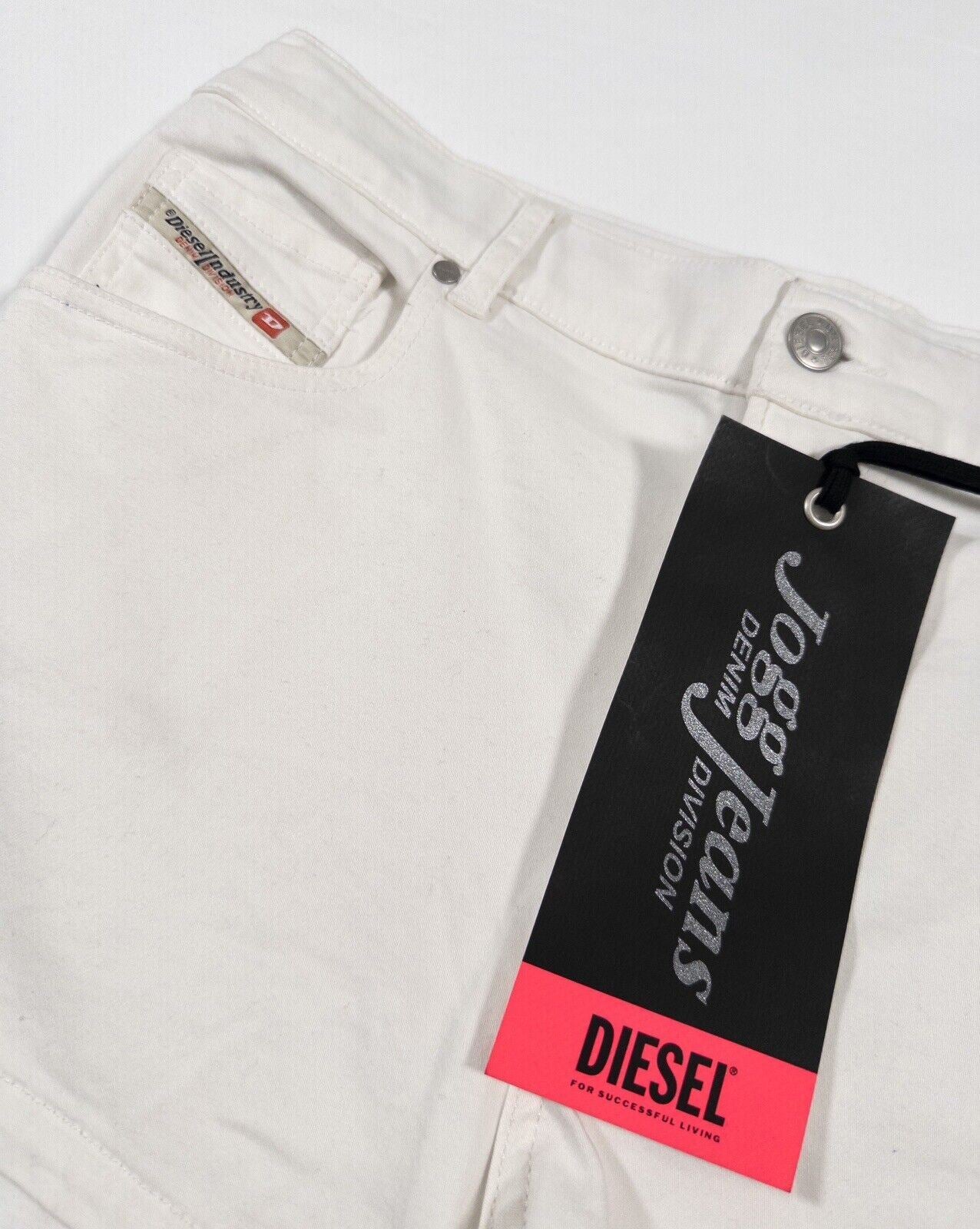 DIESEL Jogg Jeans Womens White Denim Shorts Size UK 16 Large