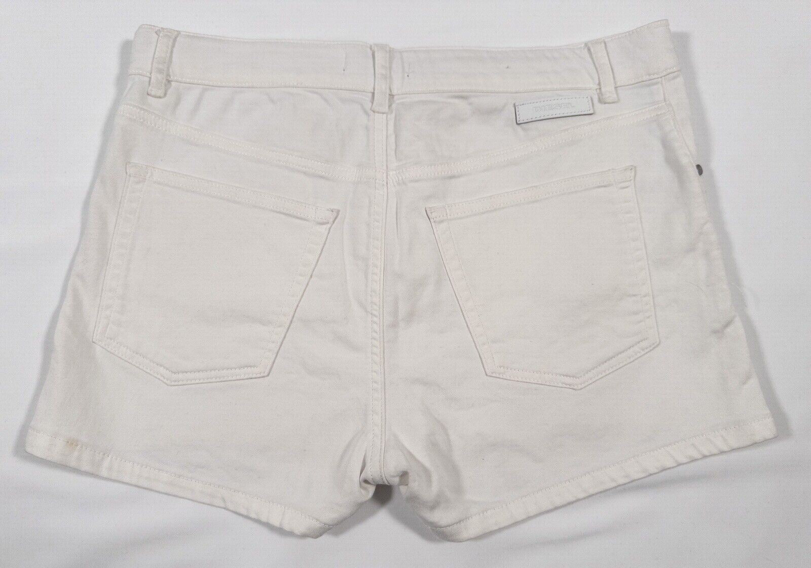 DIESEL Jogg Jeans Womens White Denim Shorts Size UK 16 Large