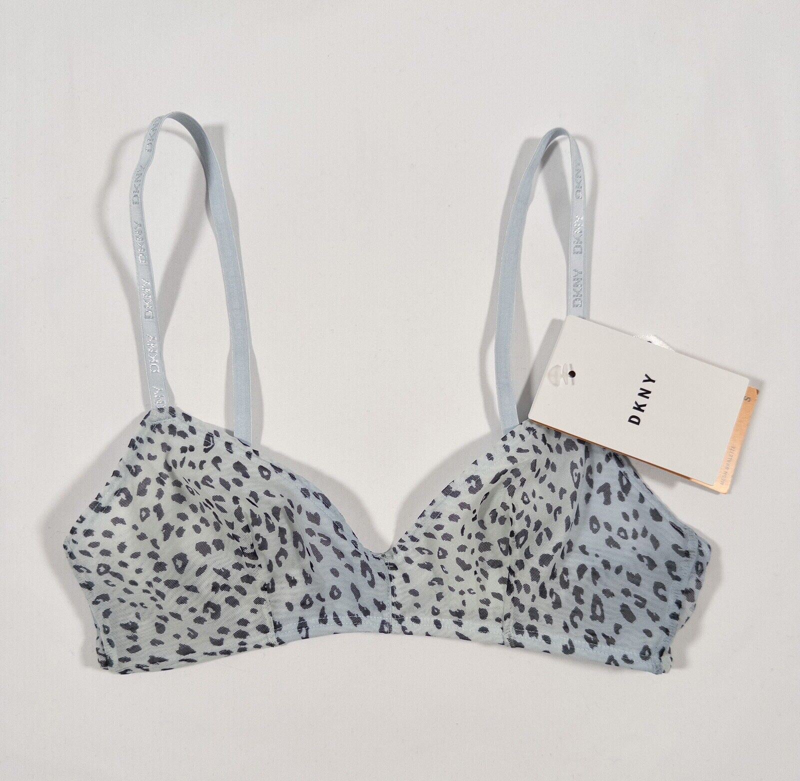 DKNY Women's Blue Animal Print Bralette Bra Size UK Small