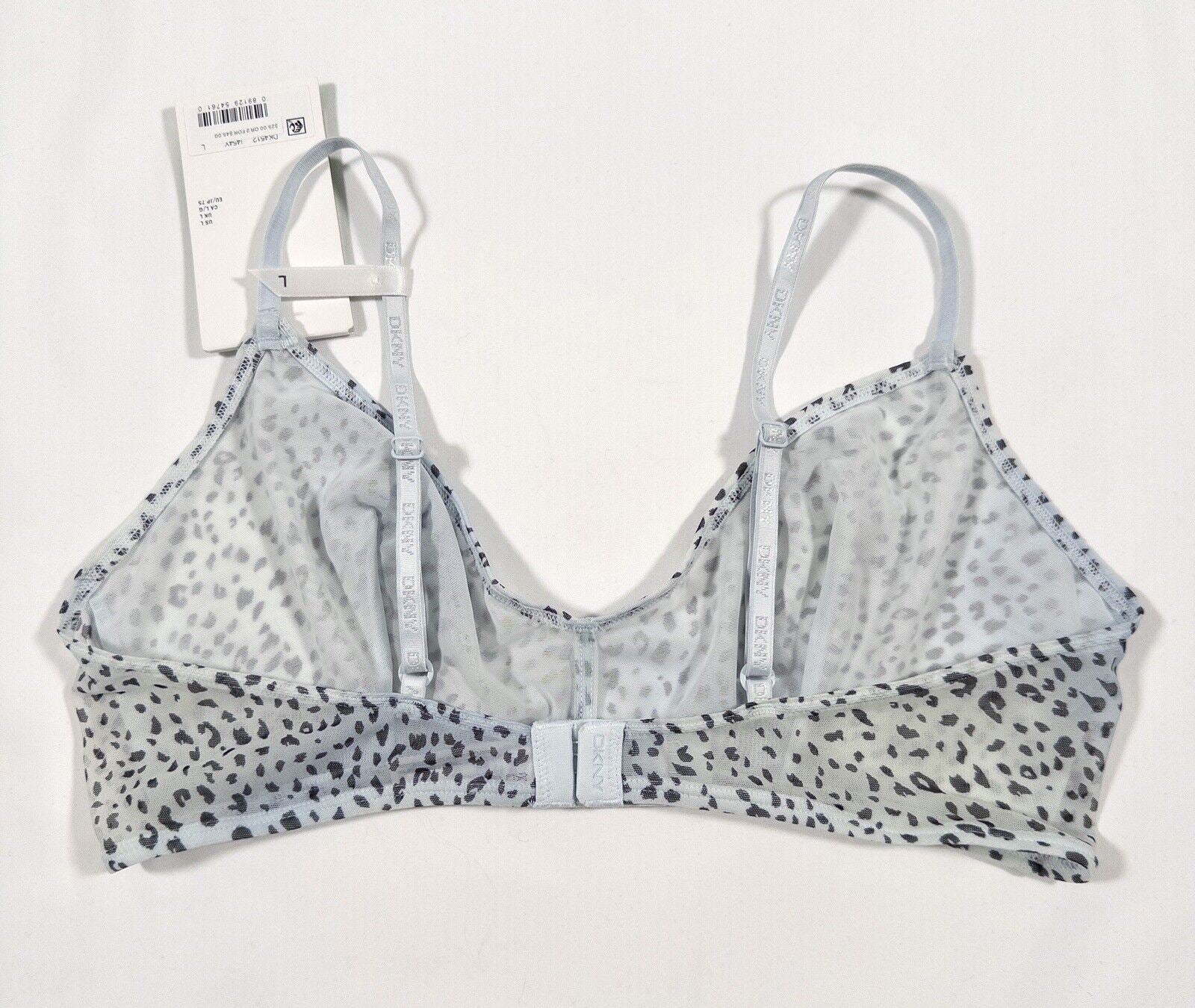 DKNY Women's Animal Print Blue Bralette Bra Size UK Large