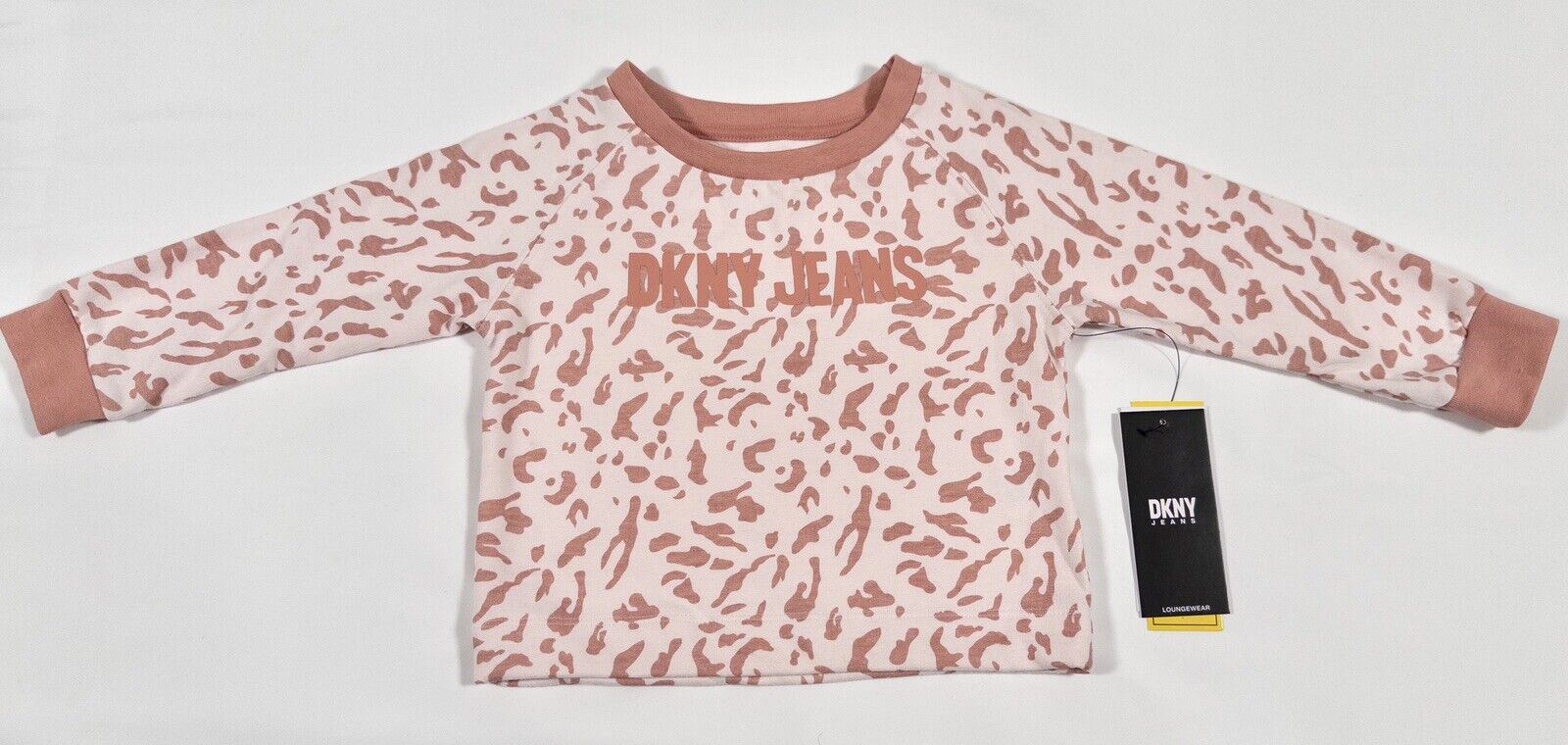 DKNY JEANS Kids Girls Jumper Top Long Sleeve Animal Print Size UK 18 Months Pink