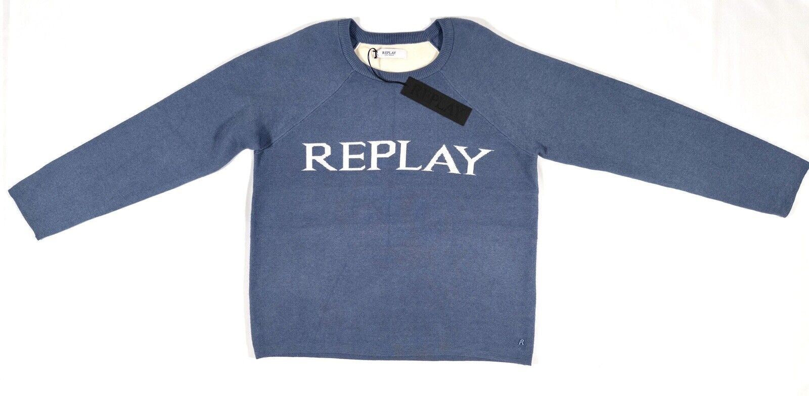 REPLAY Men's Jumper Knitwear Blue Size UK Large