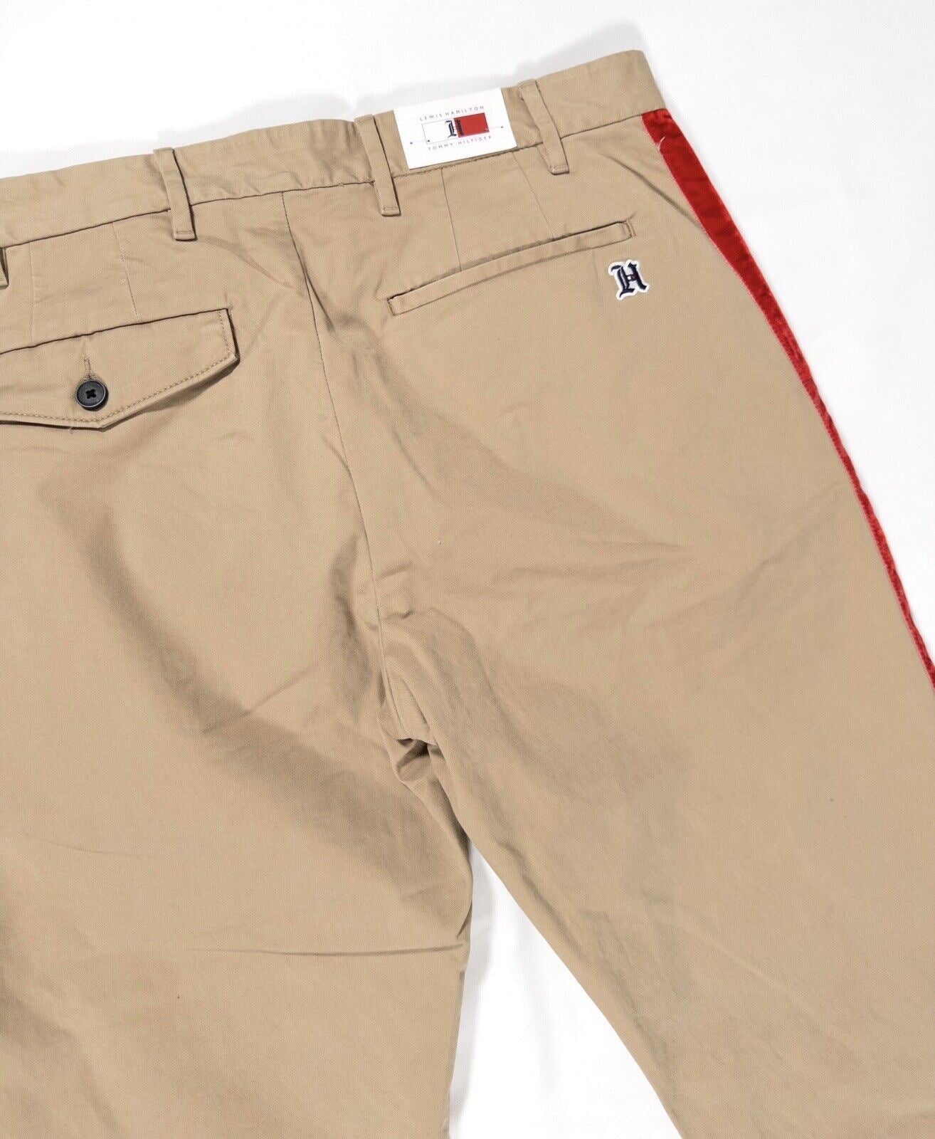 TOMMY HILFIGER Lewis Hamilton Men's Beige Brown Chinos Trousers Size UK W36 L34