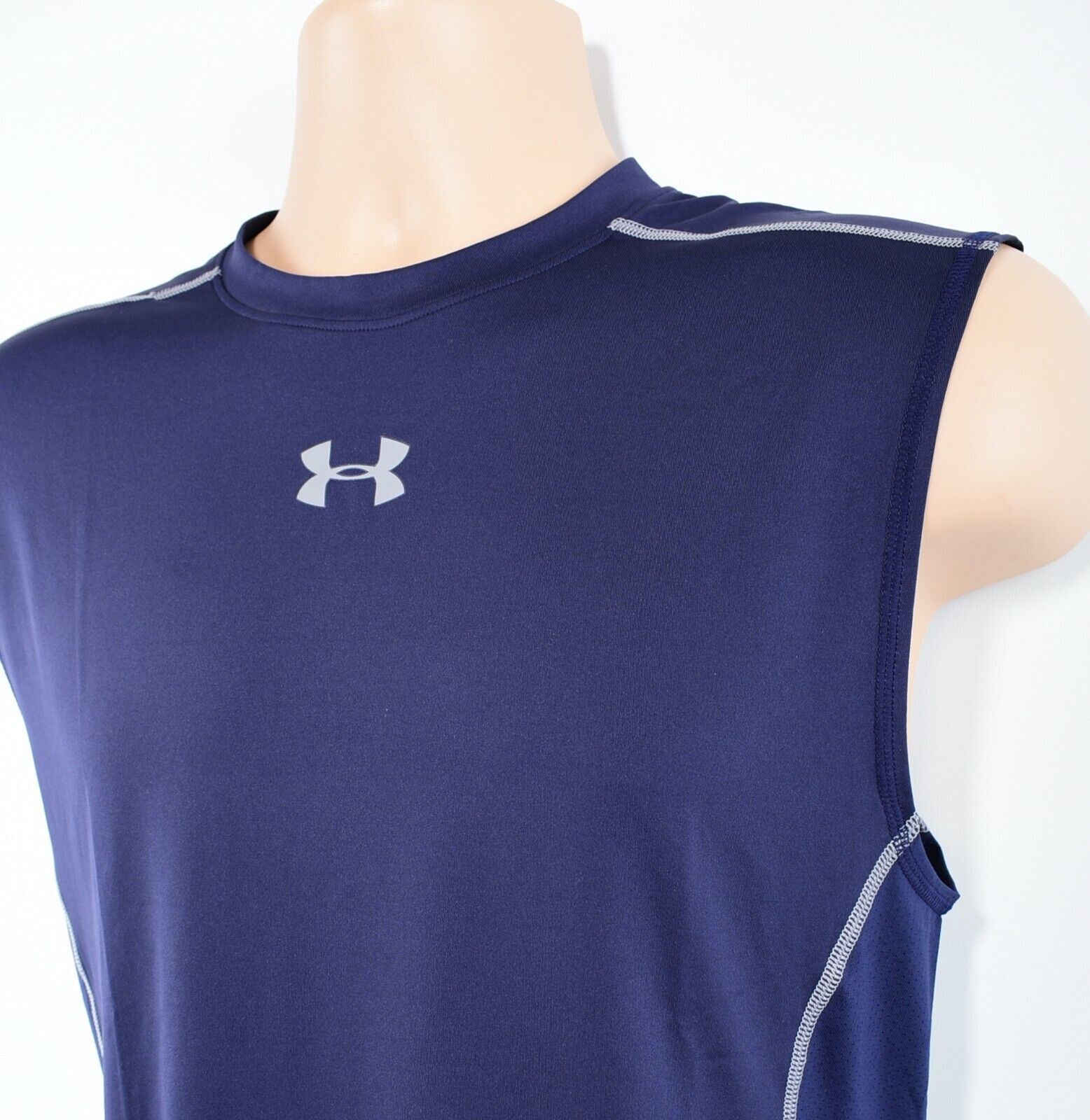 UNDER ARMOUR Mens Heatgear Core Sleeveless Performance Top, Blue, size XL