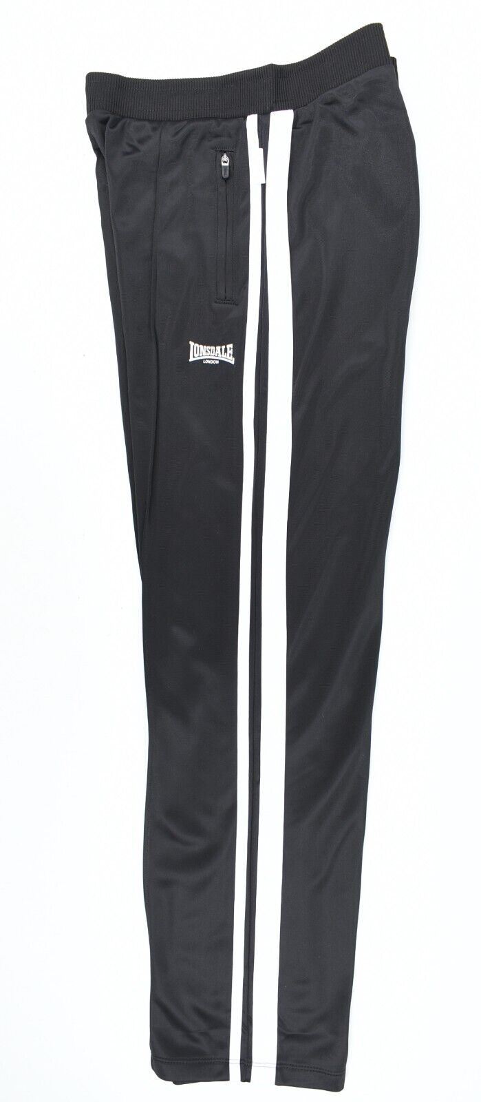 LONSDALE Girls Kids Track Pants, Joggers, Black/White, size 13 years