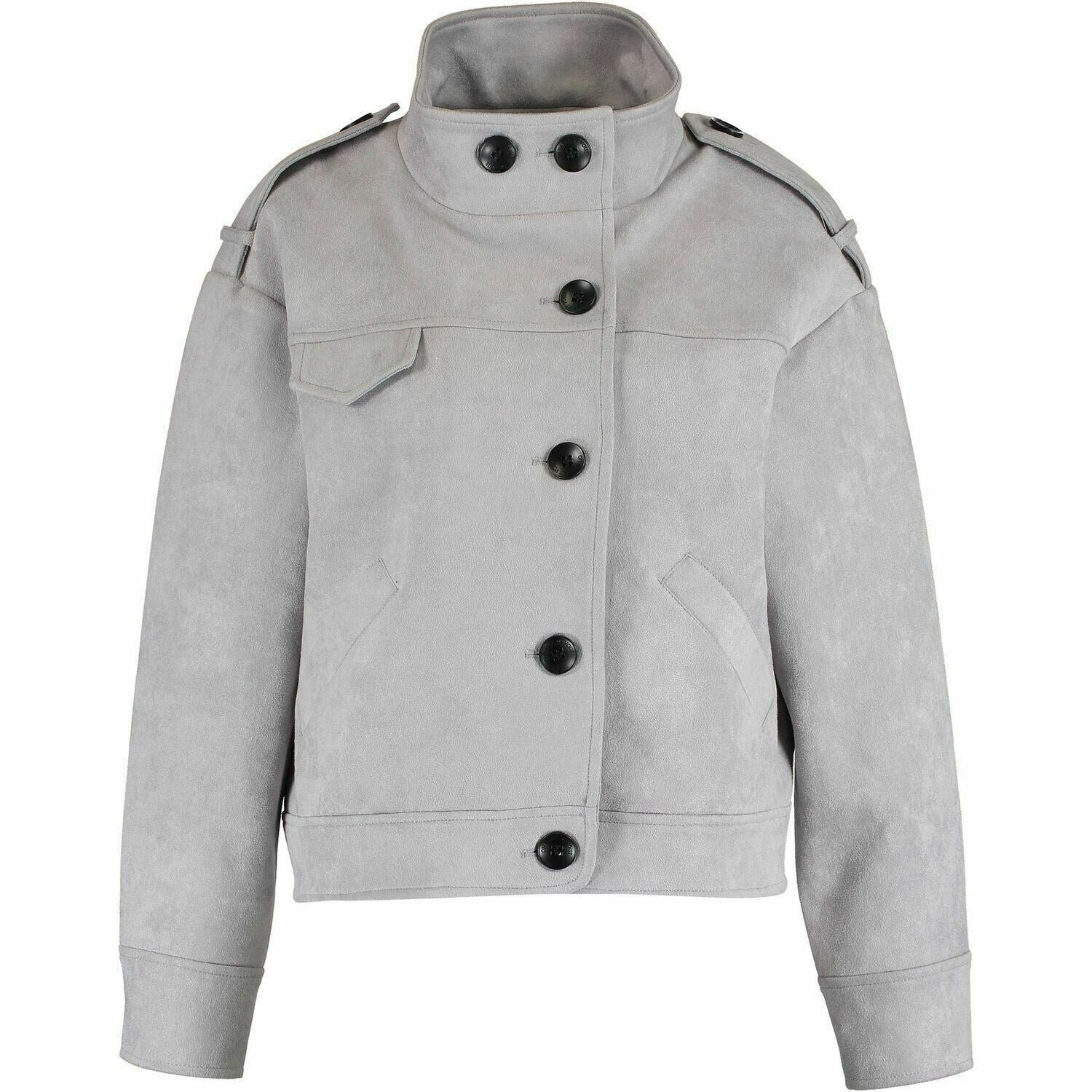 O.P.D.V. ON PARLE DE VOUS Womens Suedette Casual Jacket, Grey, size 4 /UK Large