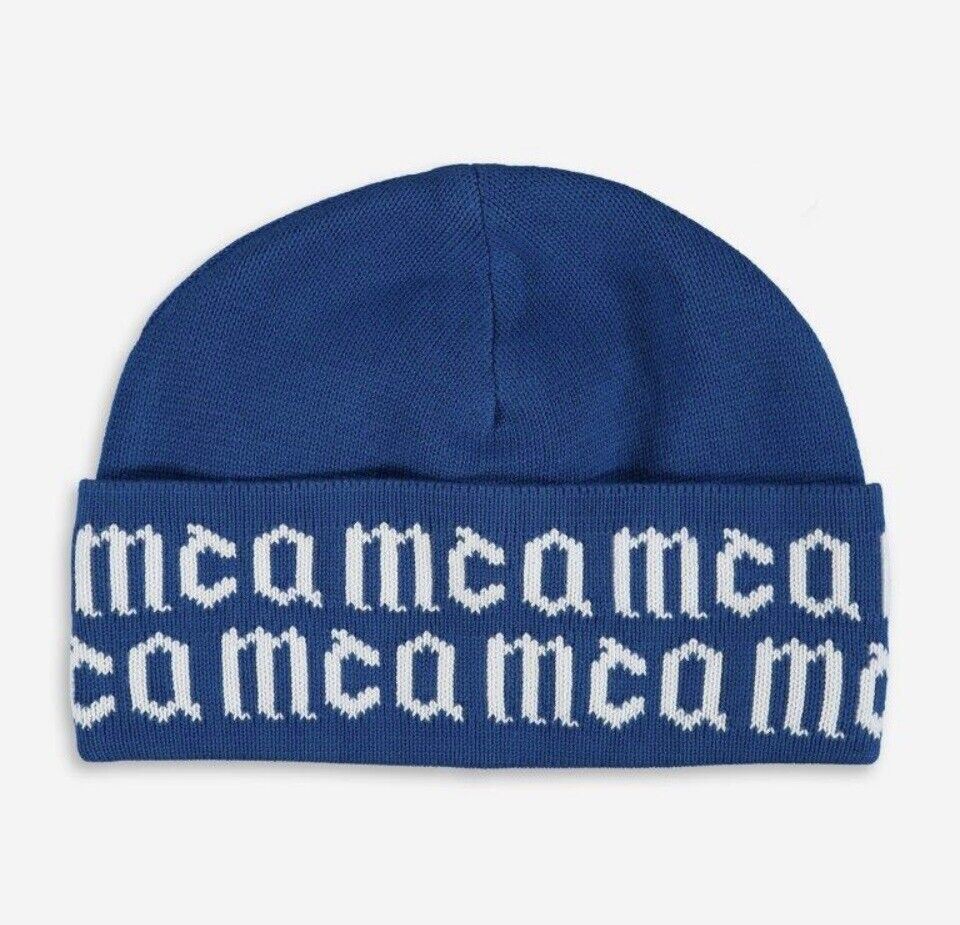 ALEXANDER MCQUEEN Men's Blue Beanie Hat Size UK Medium
