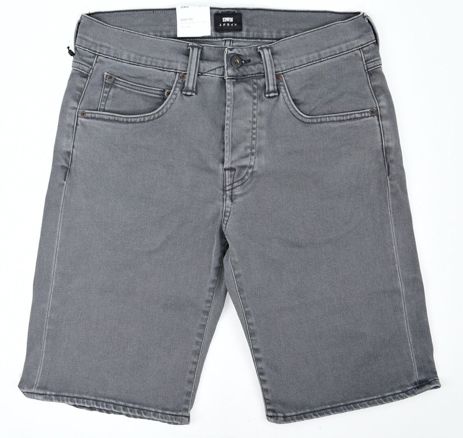 EDWIN ED-55 Mens Denim Shorts, Straight Leg, Washed Black (Grey), size 29