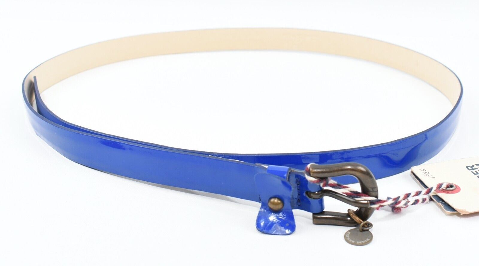 TOMMY HILFIGER Womens ALISSA Skinny Belt, 50% Genuine Leather, Royal Blue size L