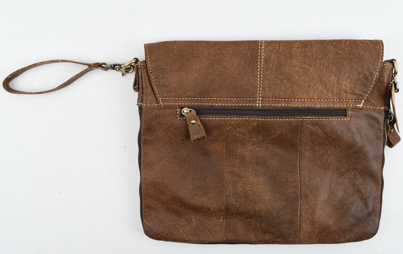 Genuine Cowhide Leather Messenger Bag /Crossbody /Shoulder Bag, Aged Brown