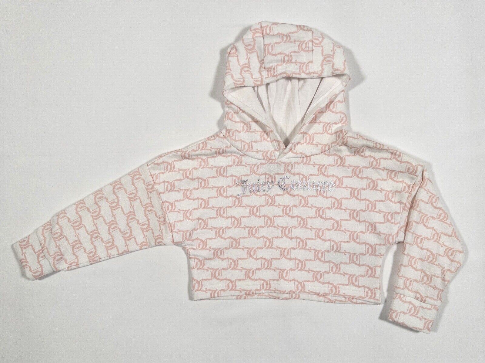 JUICY COUTURE Kids Girls Pink and White Cropped Hoodie Jumper Size UK 3-4 Years