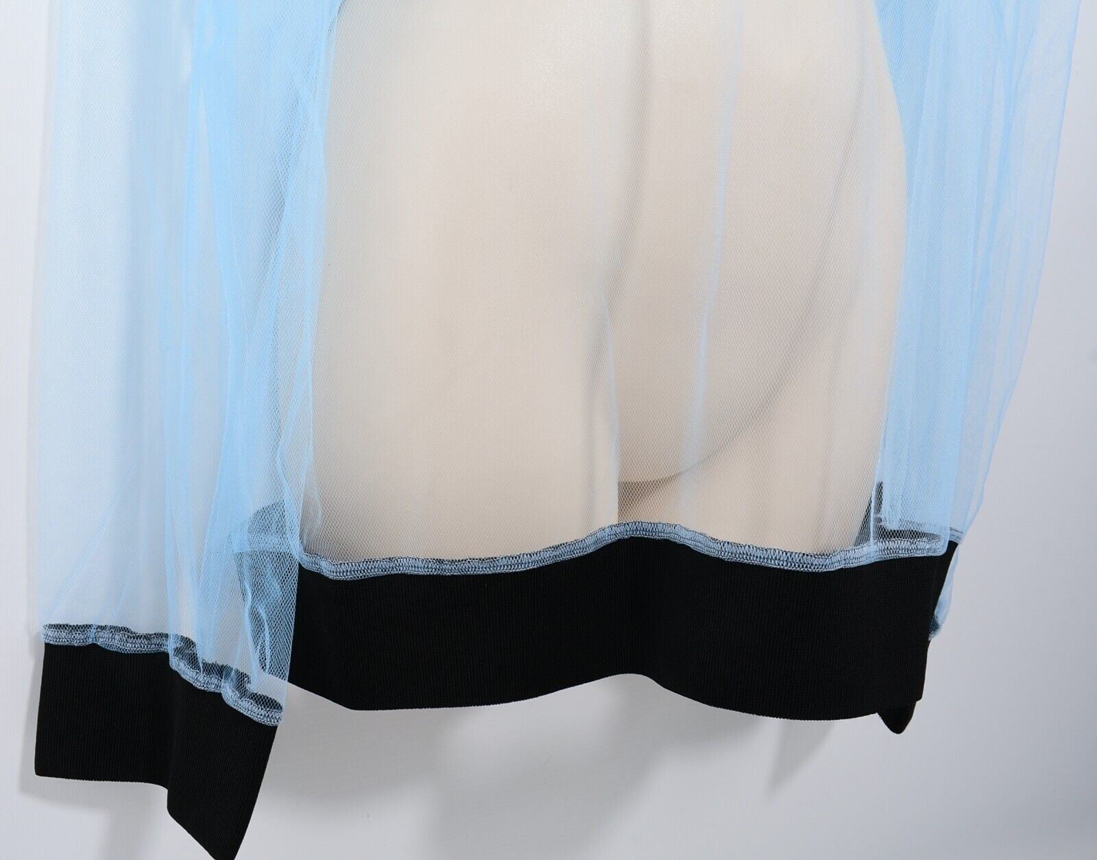 MSGM Womens Blue Long Sleeve Sheer Organza Hoodie Top, size UK 14 /IT 44