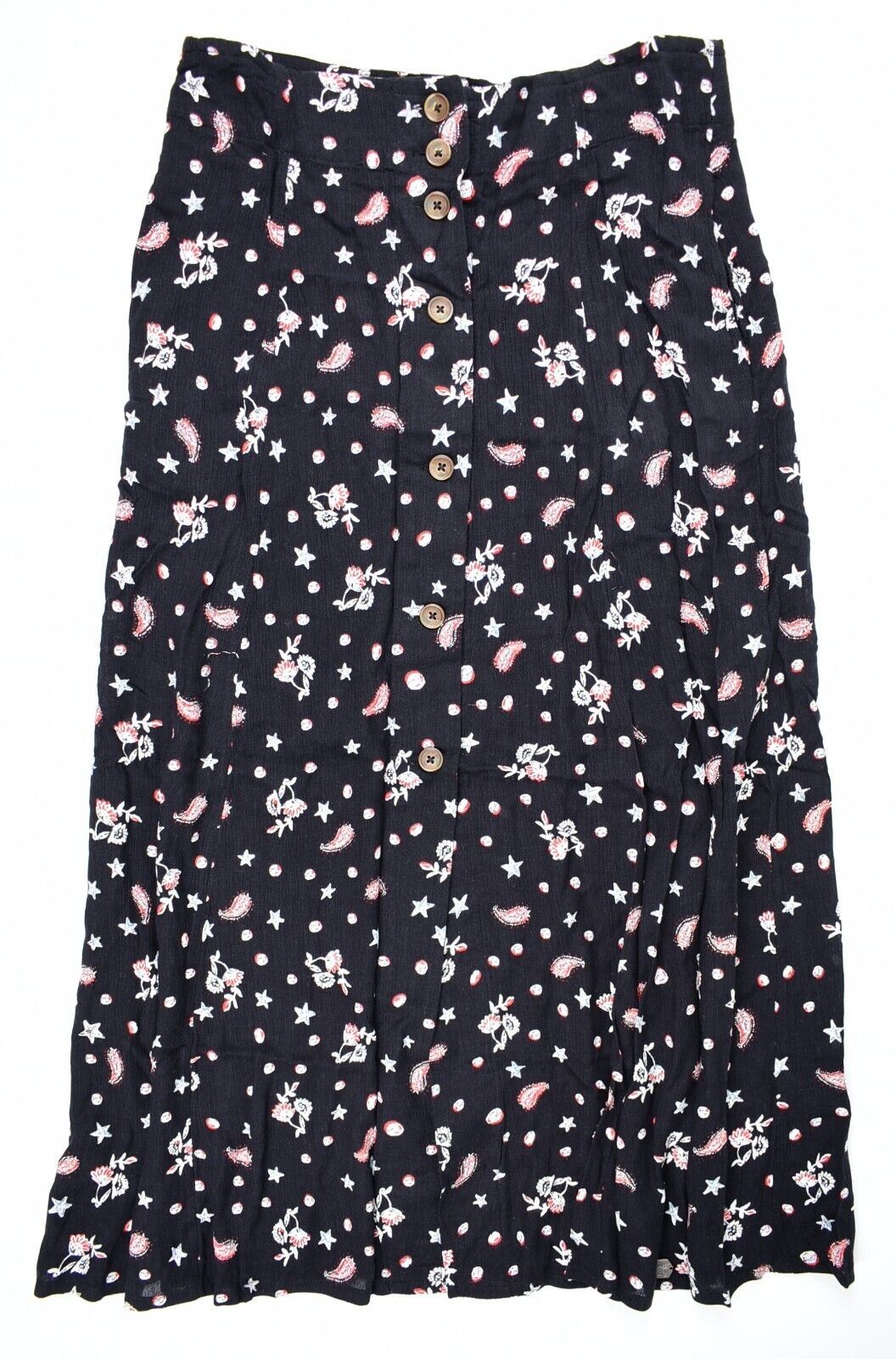 SUPERDRY Womens LAYLA Midi Skirt, Black/Petra Paisley, size XS/ UK 8