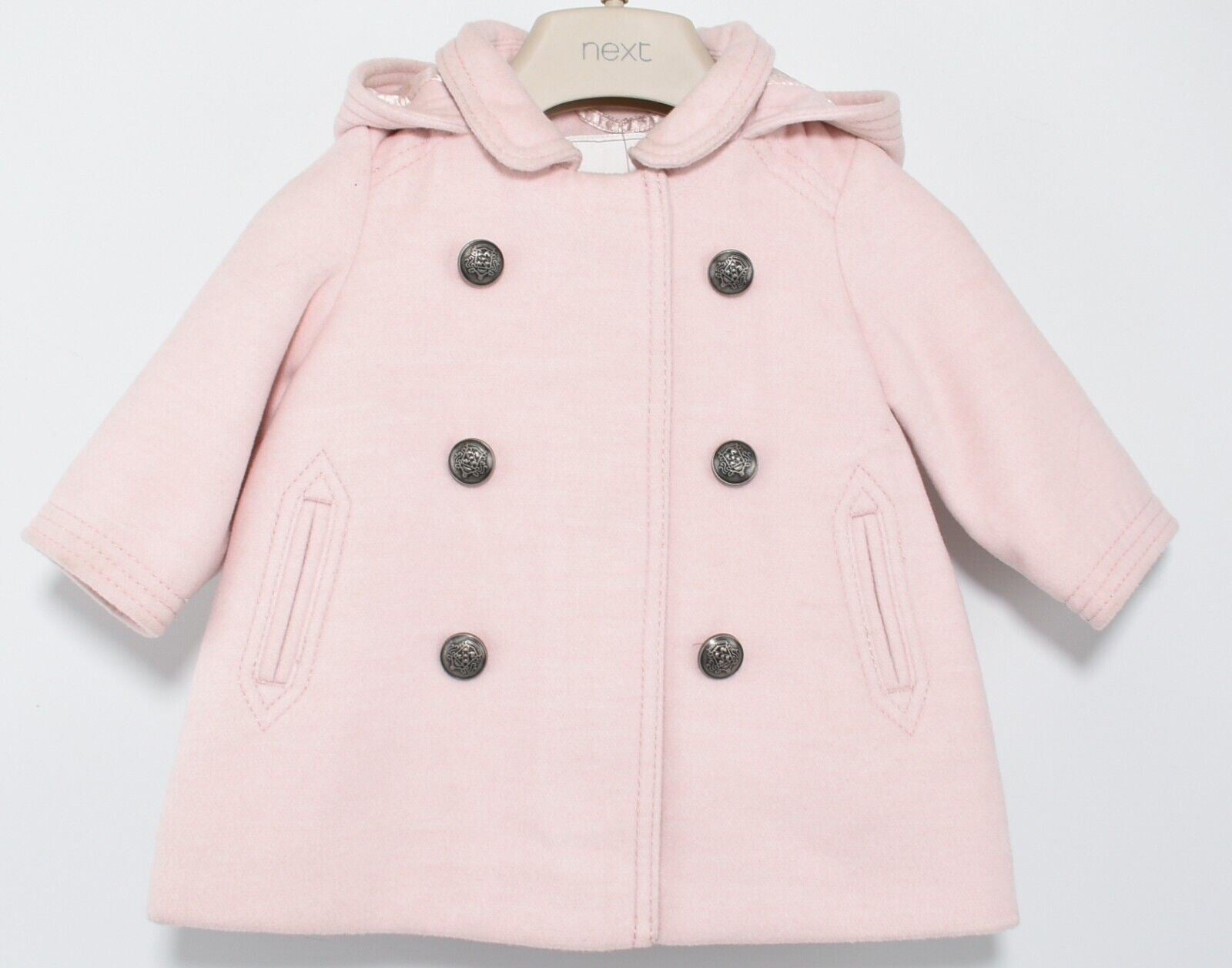 NEXT Baby Girls Hooded Coat, Light Pink, size 3-6 months