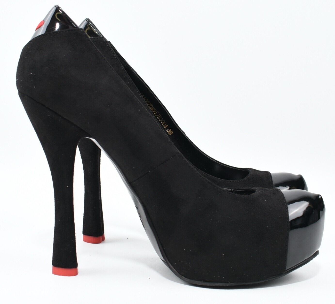 LOVE MOSCHINO Womens Faux Suede Heels Shoes, Black, size UK 5 /EU 38