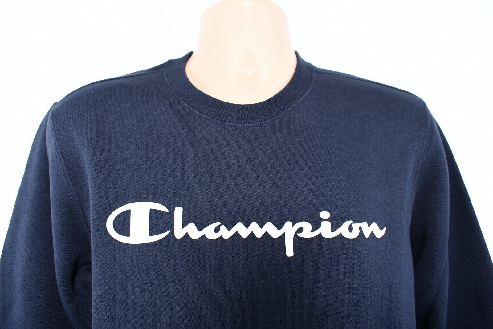 CHAMPION Mens Crew Neck Sweatshirt, Navy Blue, size LARGE