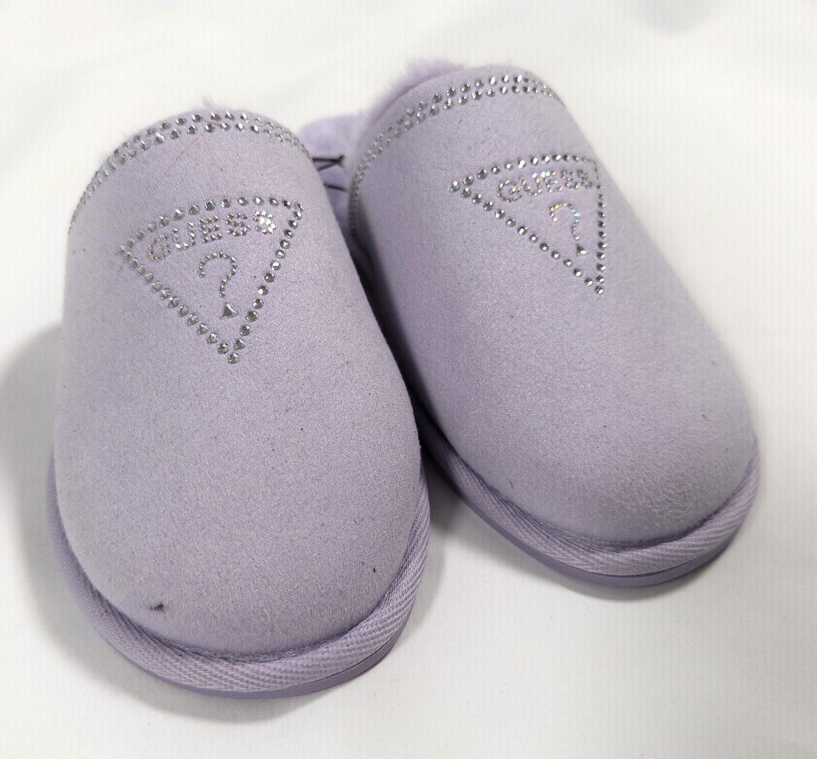 GUESS Women's Lilac Fluffy Slip On Slippers Size UK 4