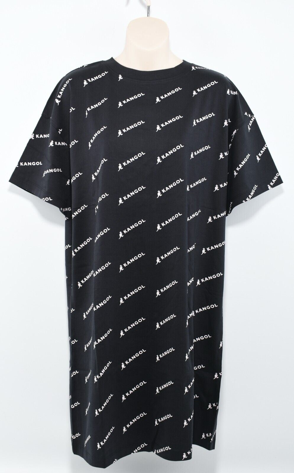 KANGOL Womens T-shirt Dress, Sneaker Dress, Black/White Logo Print size S /UK 10