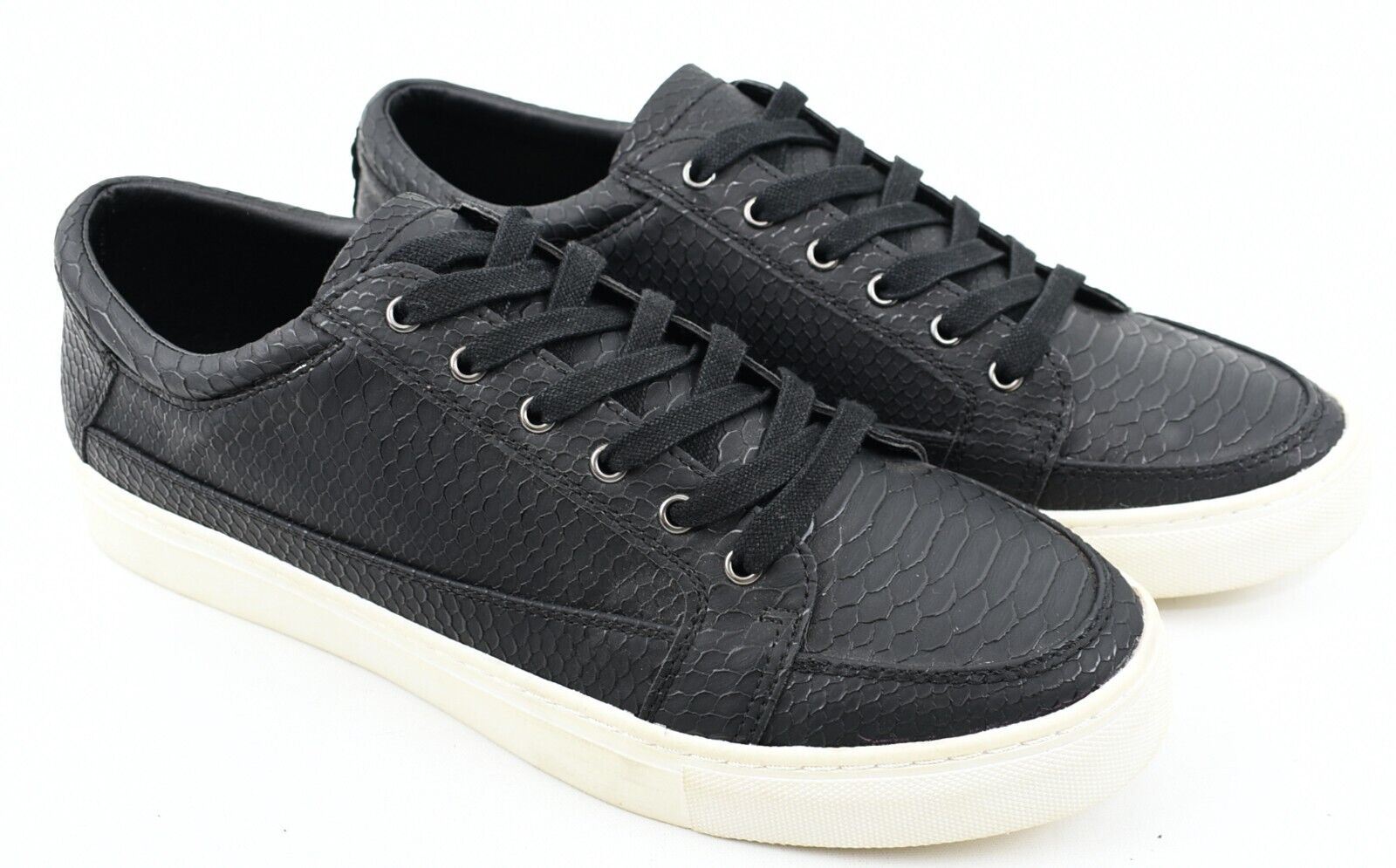 KURT GEIGER Mens Faux Leather Trainers Sneakers, Black, size UK 9 *EX DISPLAY*