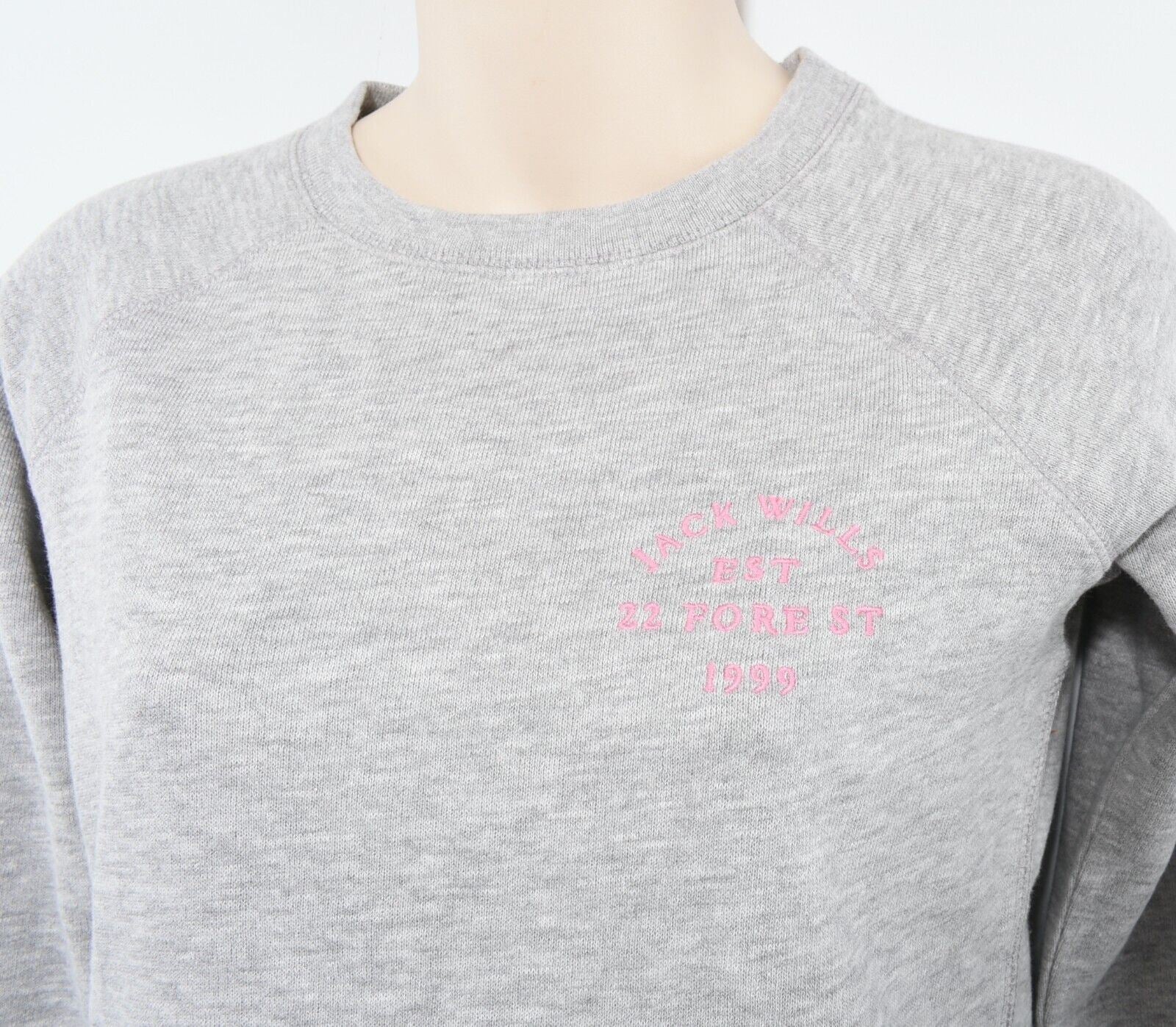 JACK WILLS Womens COLBY Sweatshirt, Grey Marl, size 2XS /UK 6