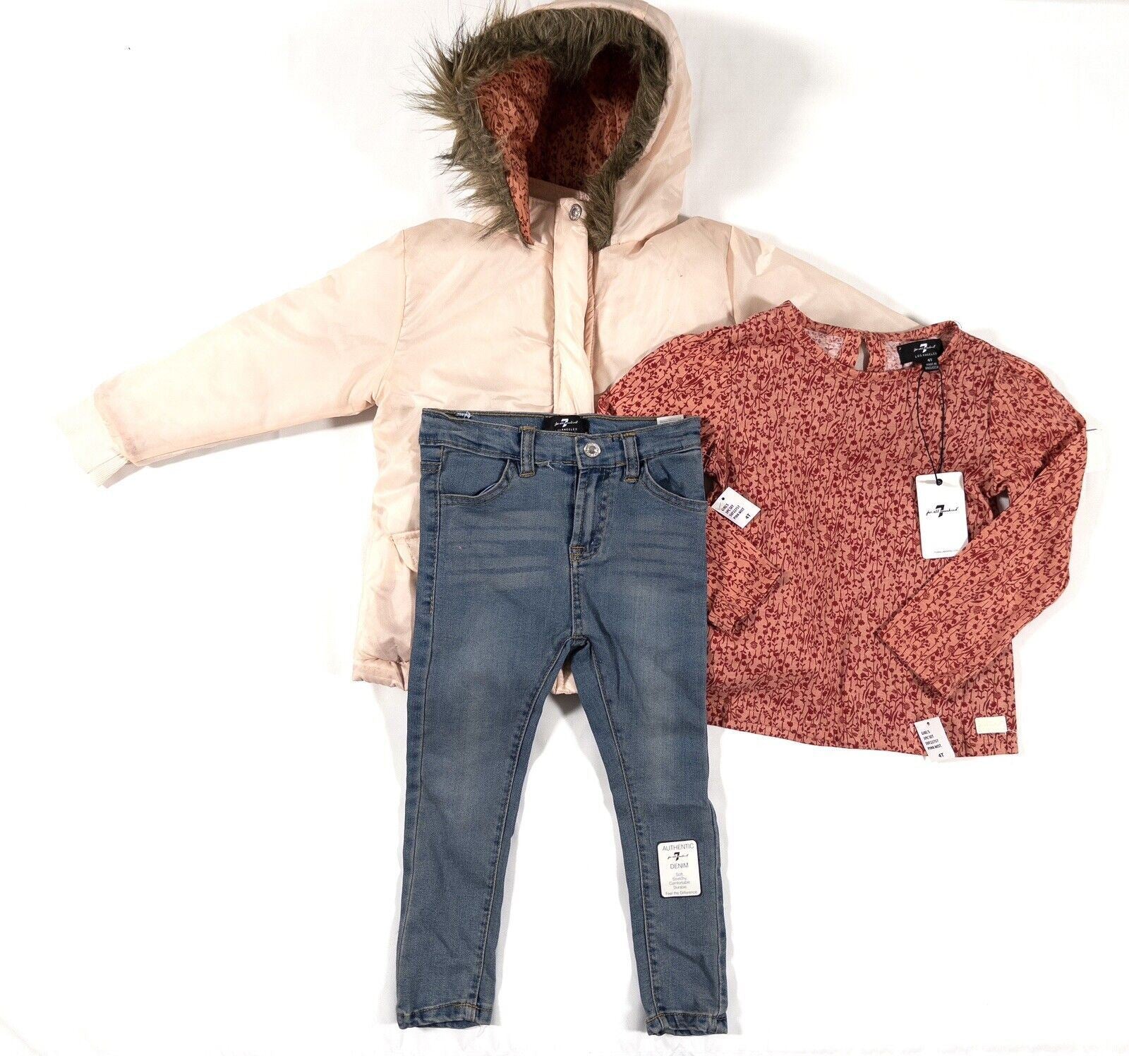 7 FOR ALL MANKIND Kids Girls 3 piece set Coat Top Trousers Size UK 4 Years
