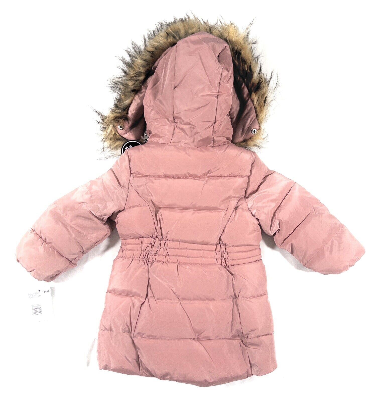 DKNY JEANS Infant Girls Pink Mid Length Coat Hooded Size UK 24 Months