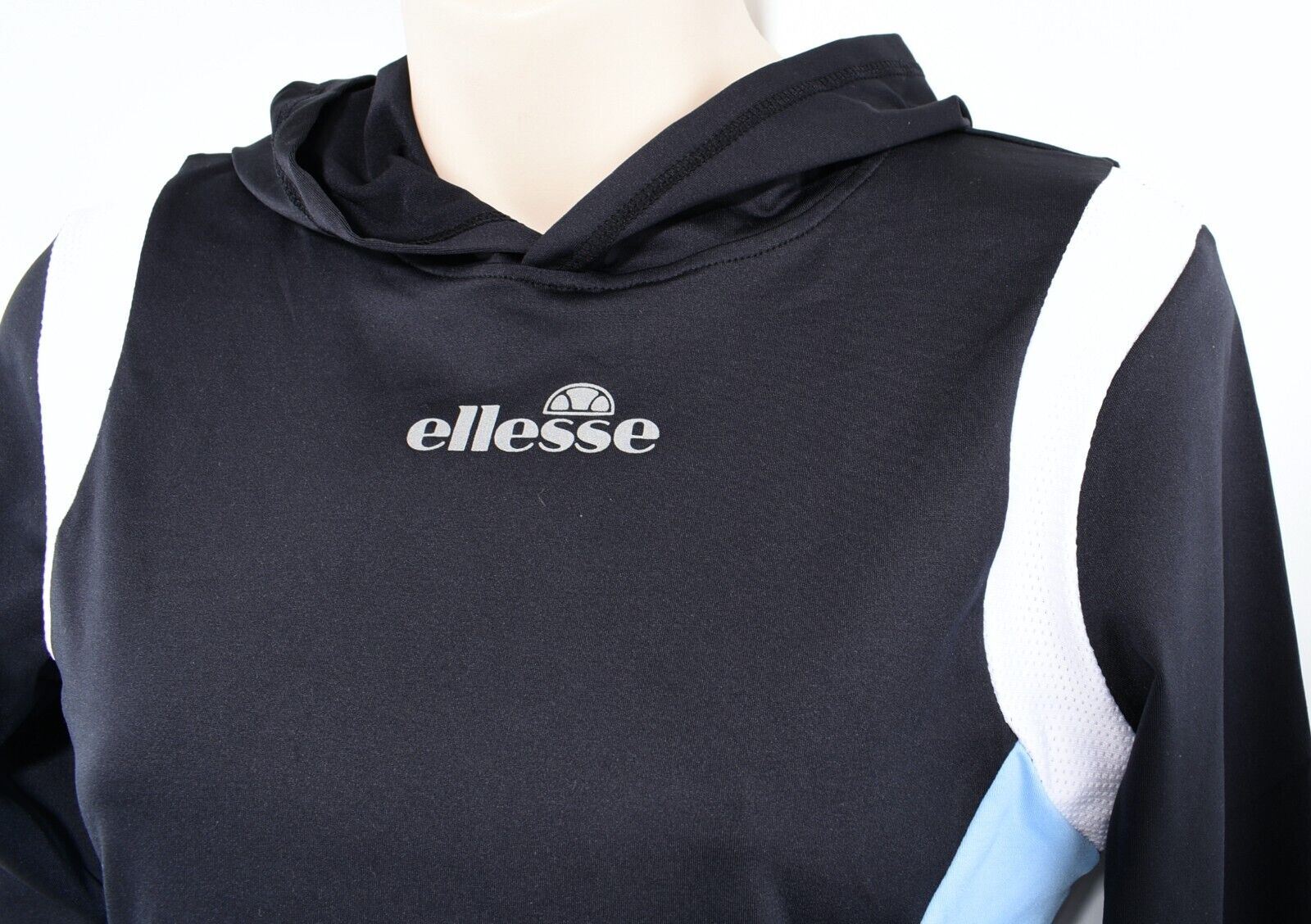 ELLESSE x Lucy Mecklenburgh Womens RICCIO Hooded Crop Top, Black, size UK 10