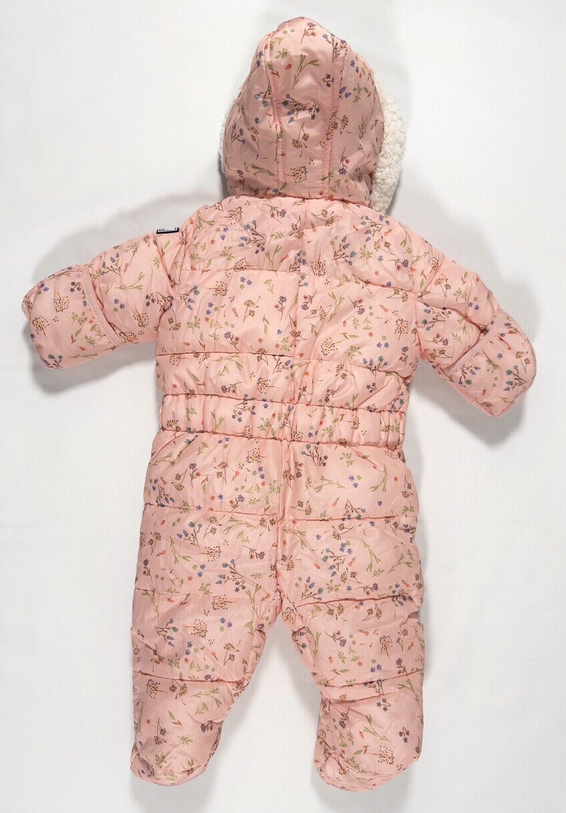 DKNY JEANS Baby Girl Pink Floral Snowsuit All in one Size UK 3-6 Months