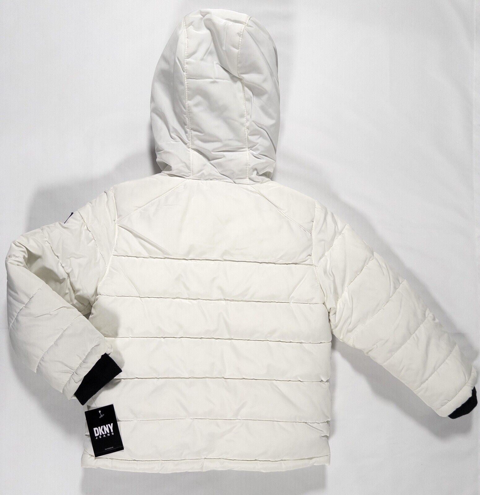 DKNY JEANS Infant Girls White Hooded Coat Size UK 5-6 Years