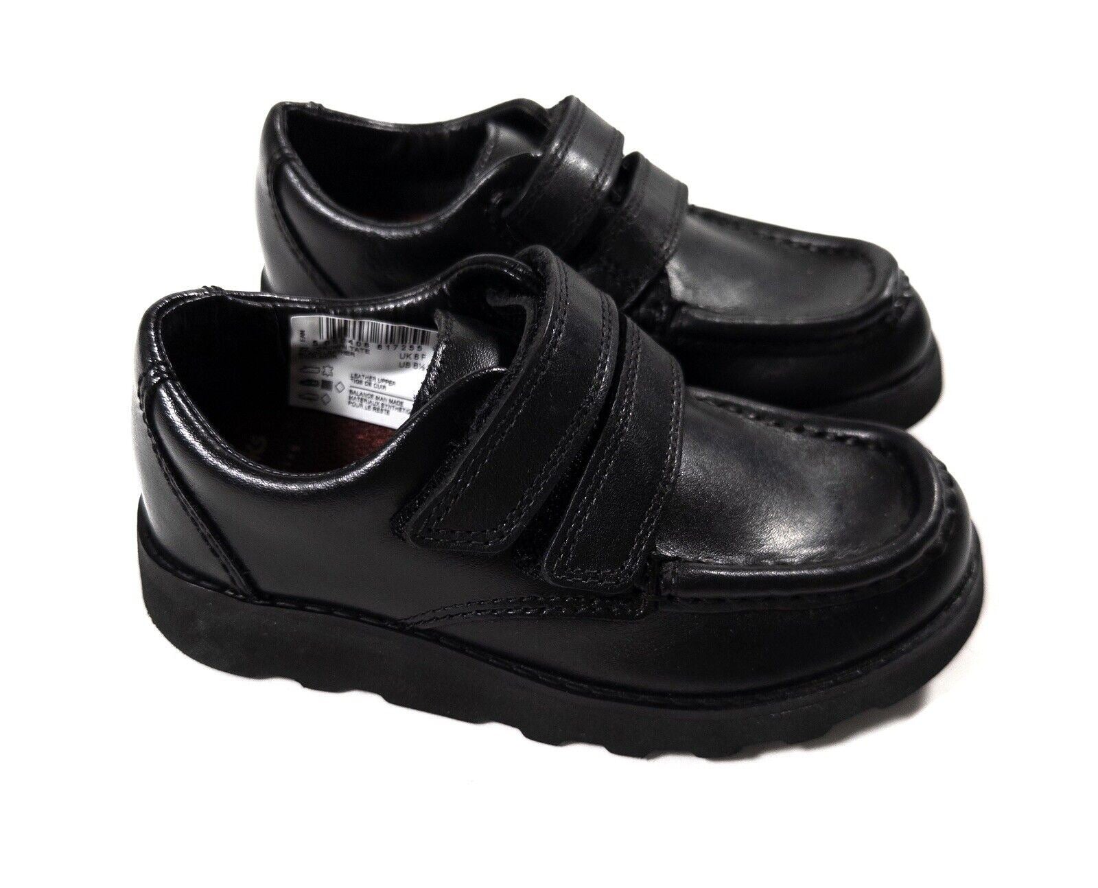 CLARKS Kids Boys Black Leather School Shoes Size UK 8 F