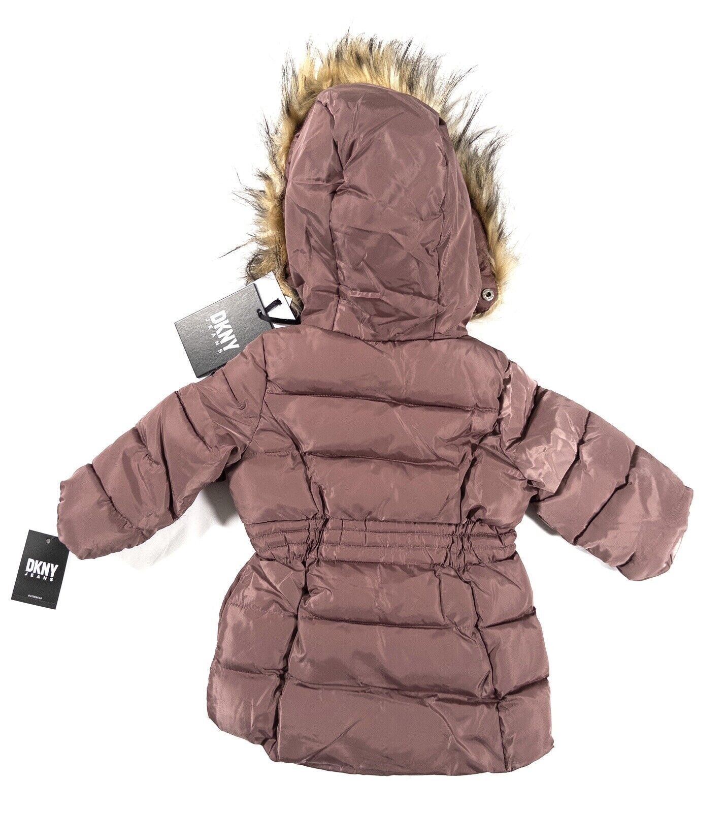 DKNY JEANS Baby Girls Hooded Purple Coat Size UK 12 Months