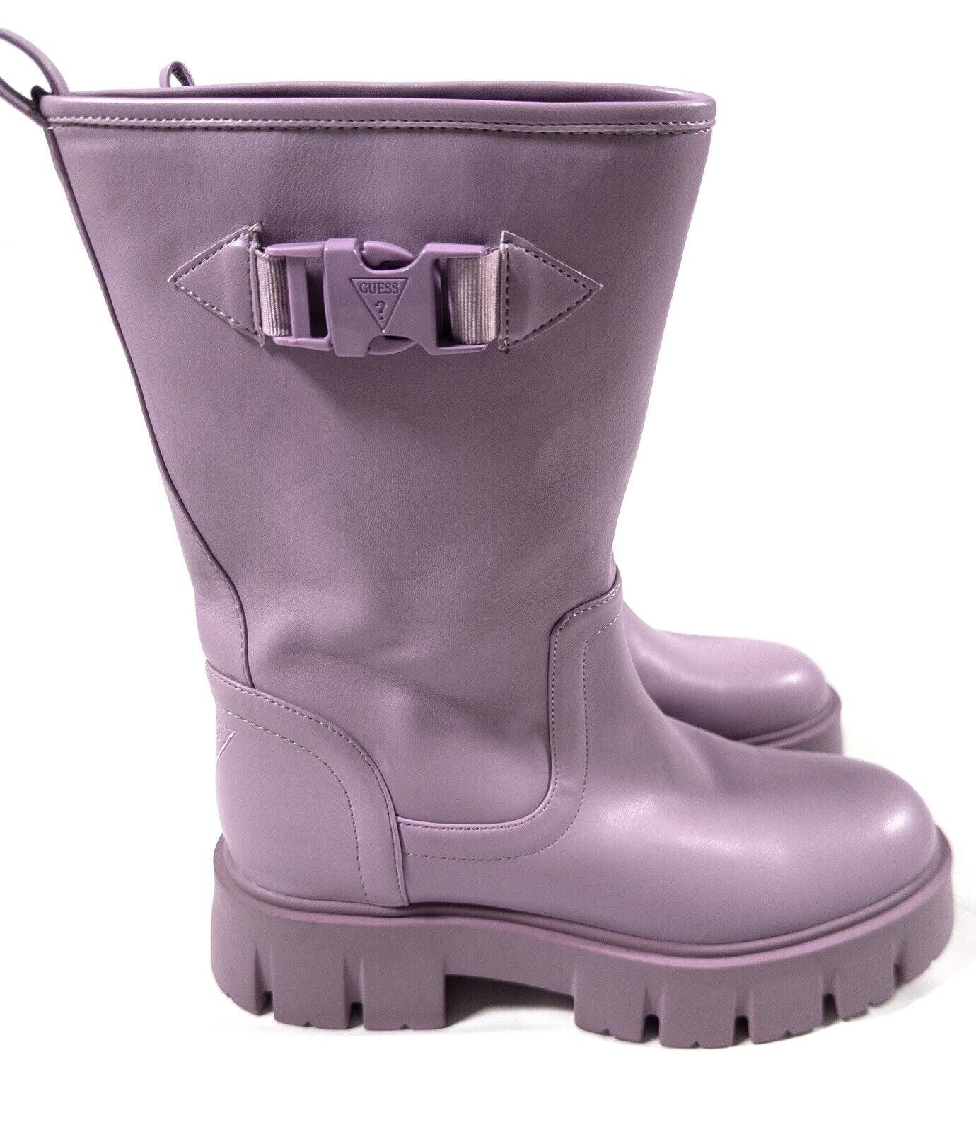 GUESS Women's Purple Block Heel Monogram Chunky Boots Size UK 6.5