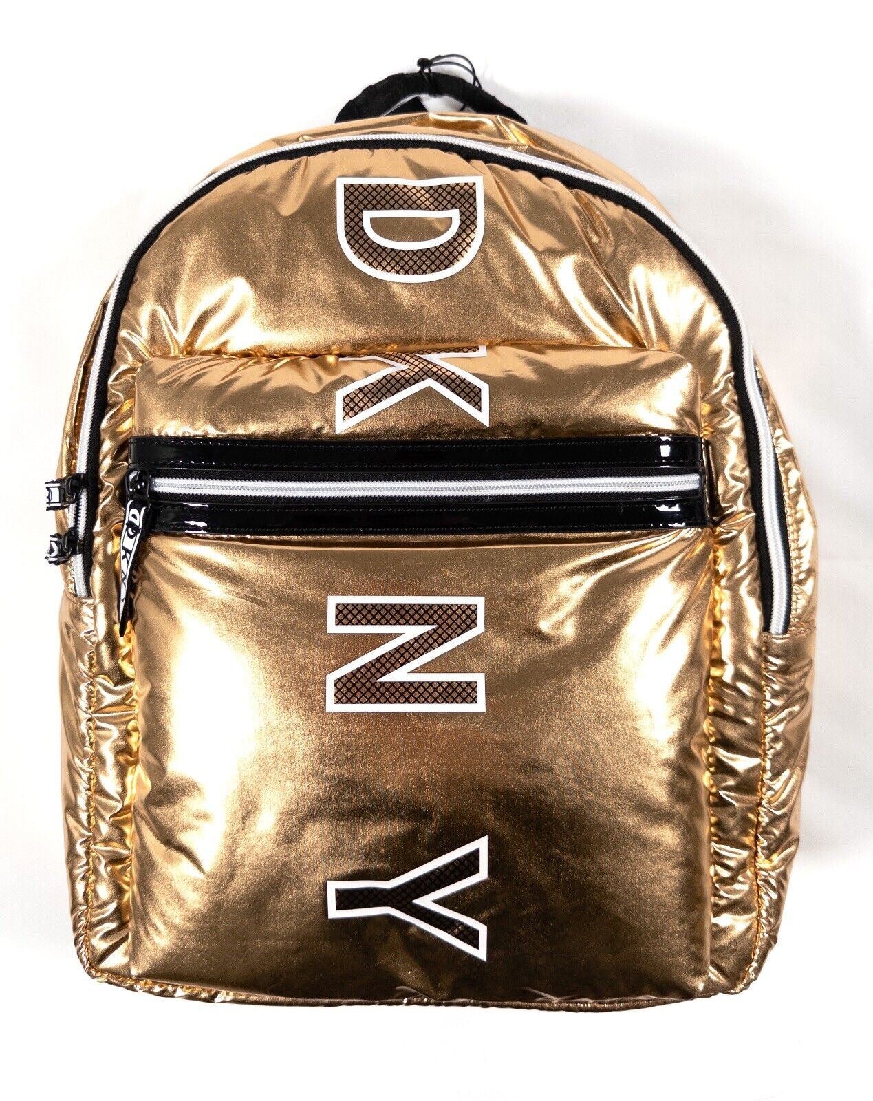 DKNY Metallic Gold Backpack Rucksack Bag Adjustable Straps Large