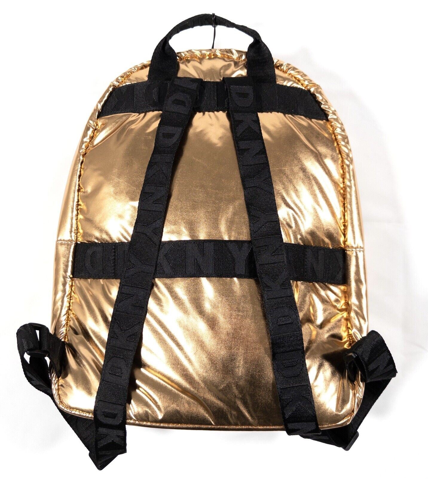 DKNY Metallic Gold Backpack Rucksack Bag Adjustable Straps Large